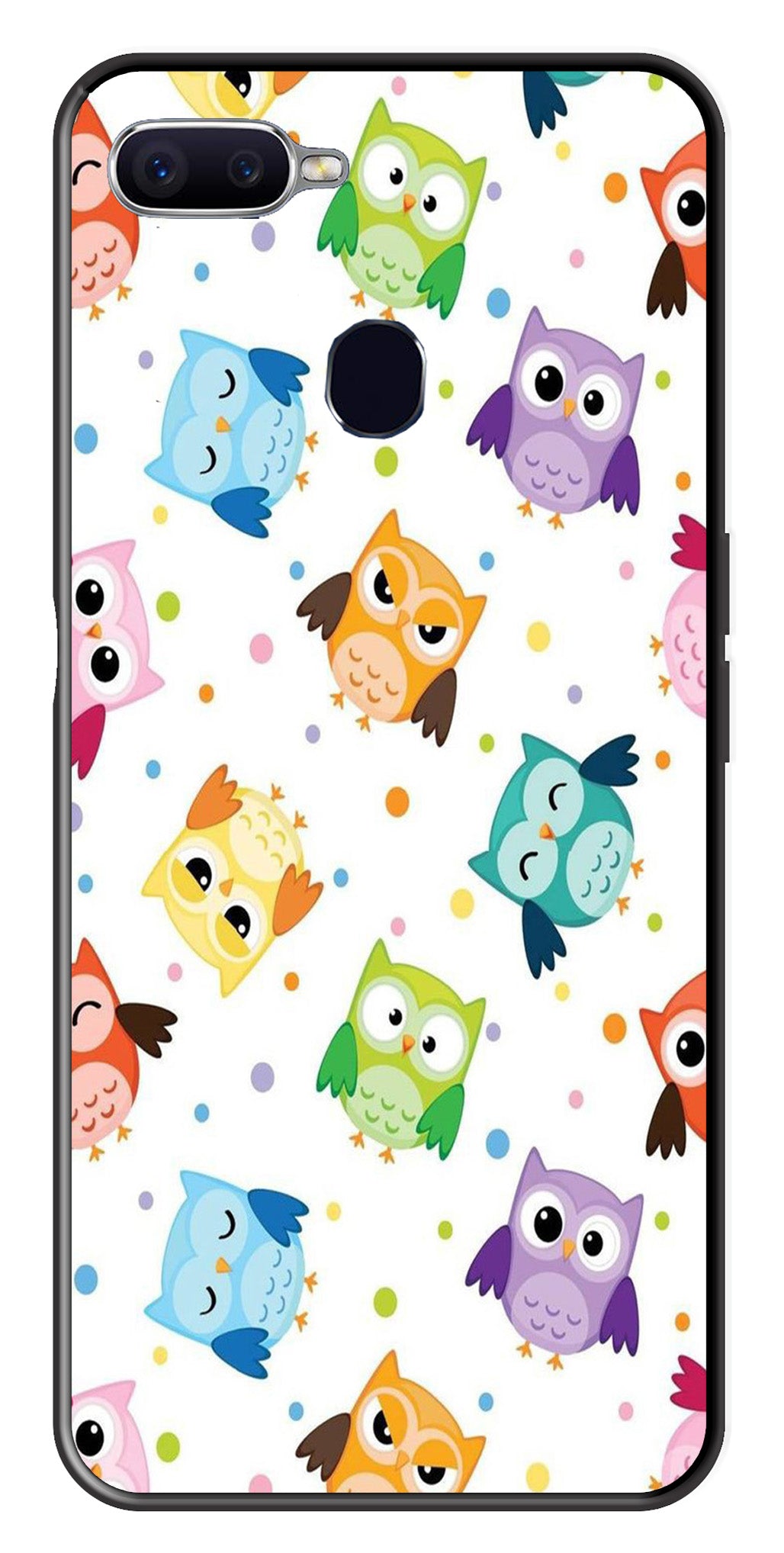 Owls Pattern Metal Mobile Case for Oppo A7   (Design No -20)