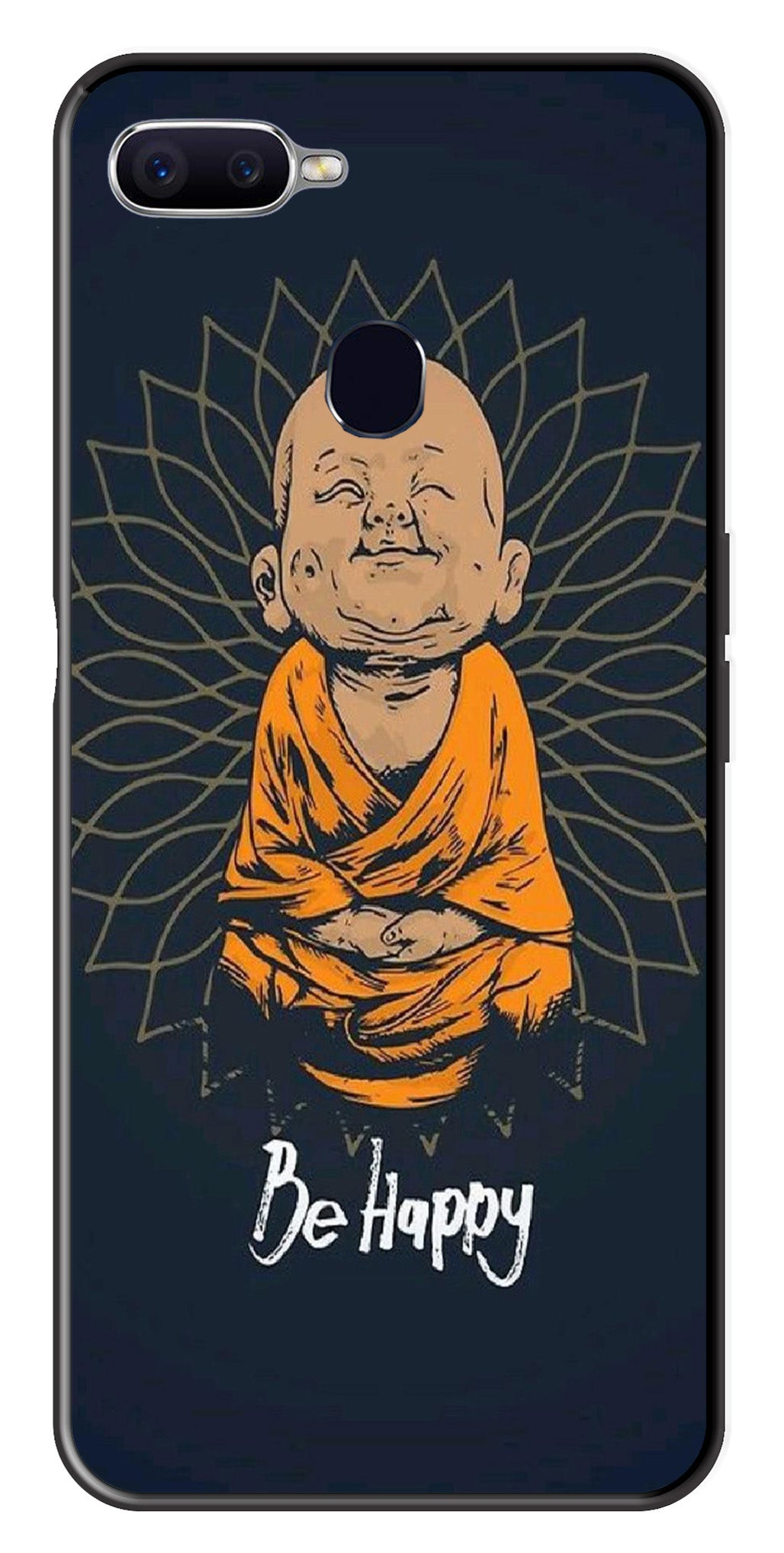 Be Happy Metal Mobile Case for Oppo A7   (Design No -27)