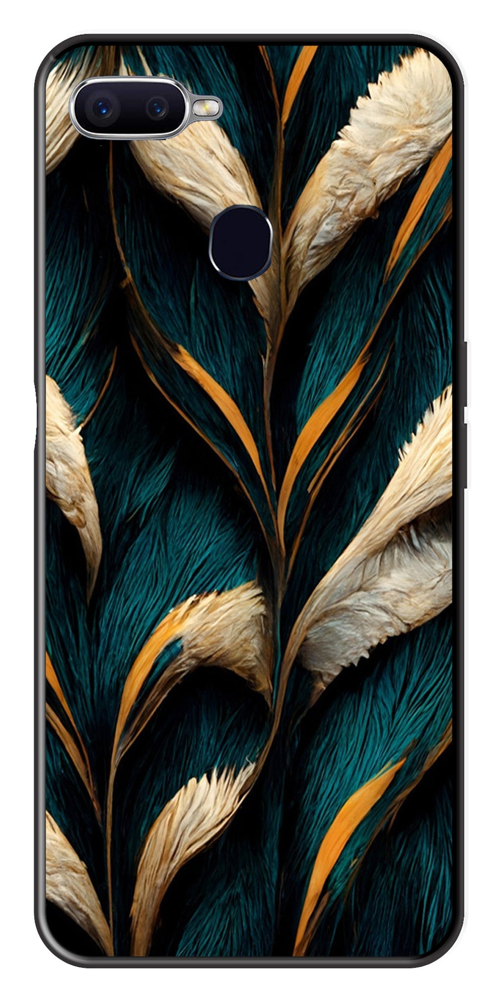 Feathers Metal Mobile Case for Oppo A7   (Design No -30)
