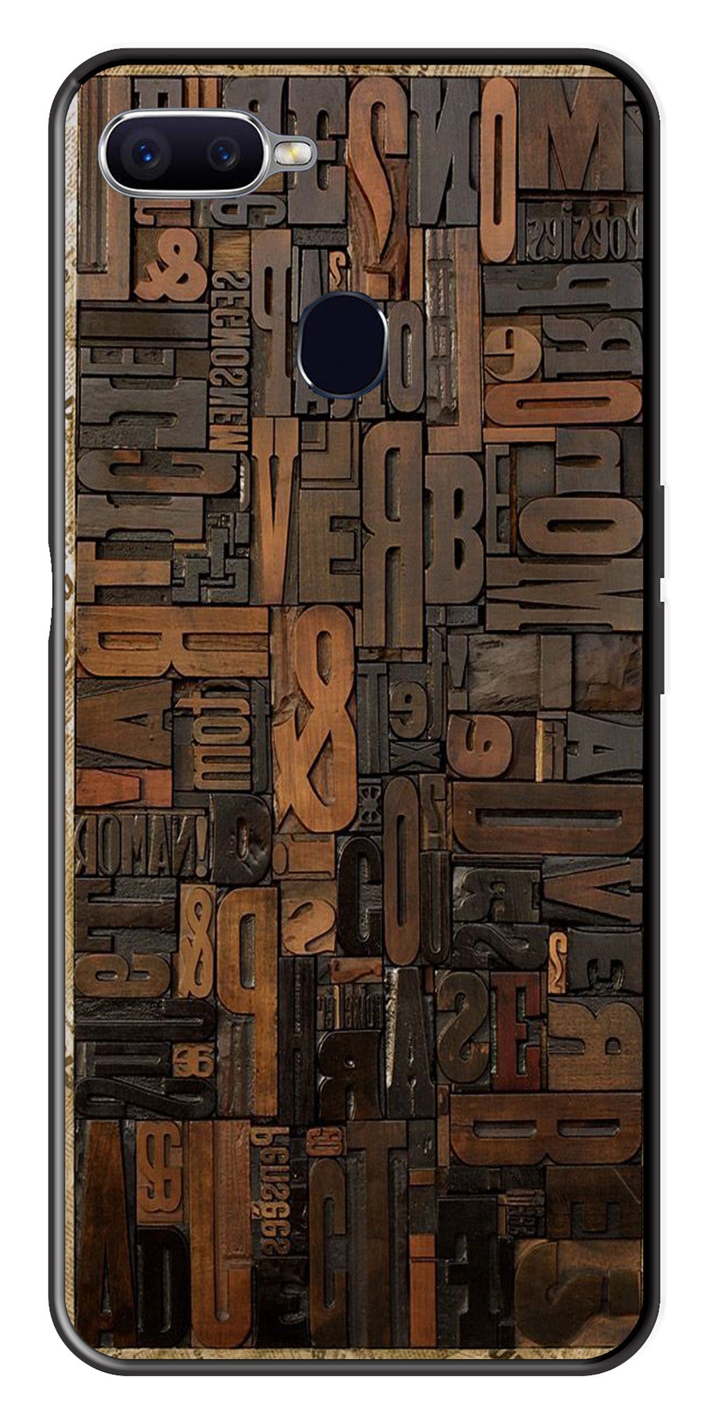 Alphabets Metal Mobile Case for Oppo A7   (Design No -32)