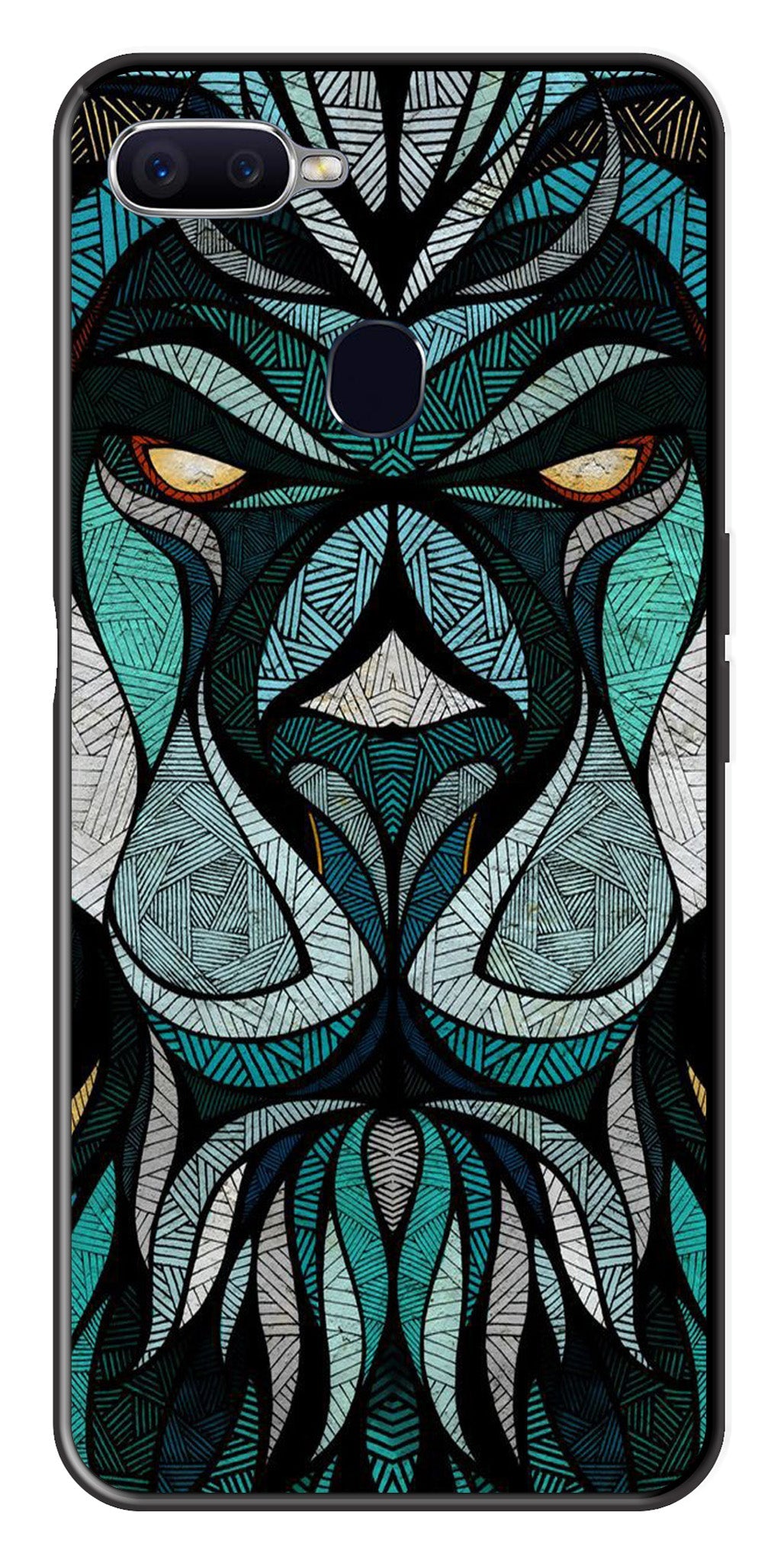 Lion Pattern Metal Mobile Case for Oppo A7   (Design No -40)
