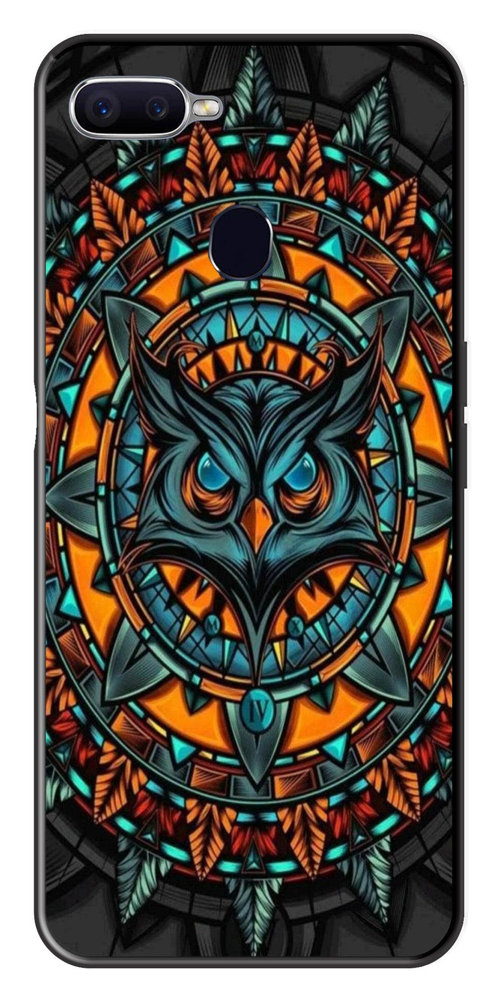 Owl Pattern Metal Mobile Case for Oppo A7   (Design No -42)