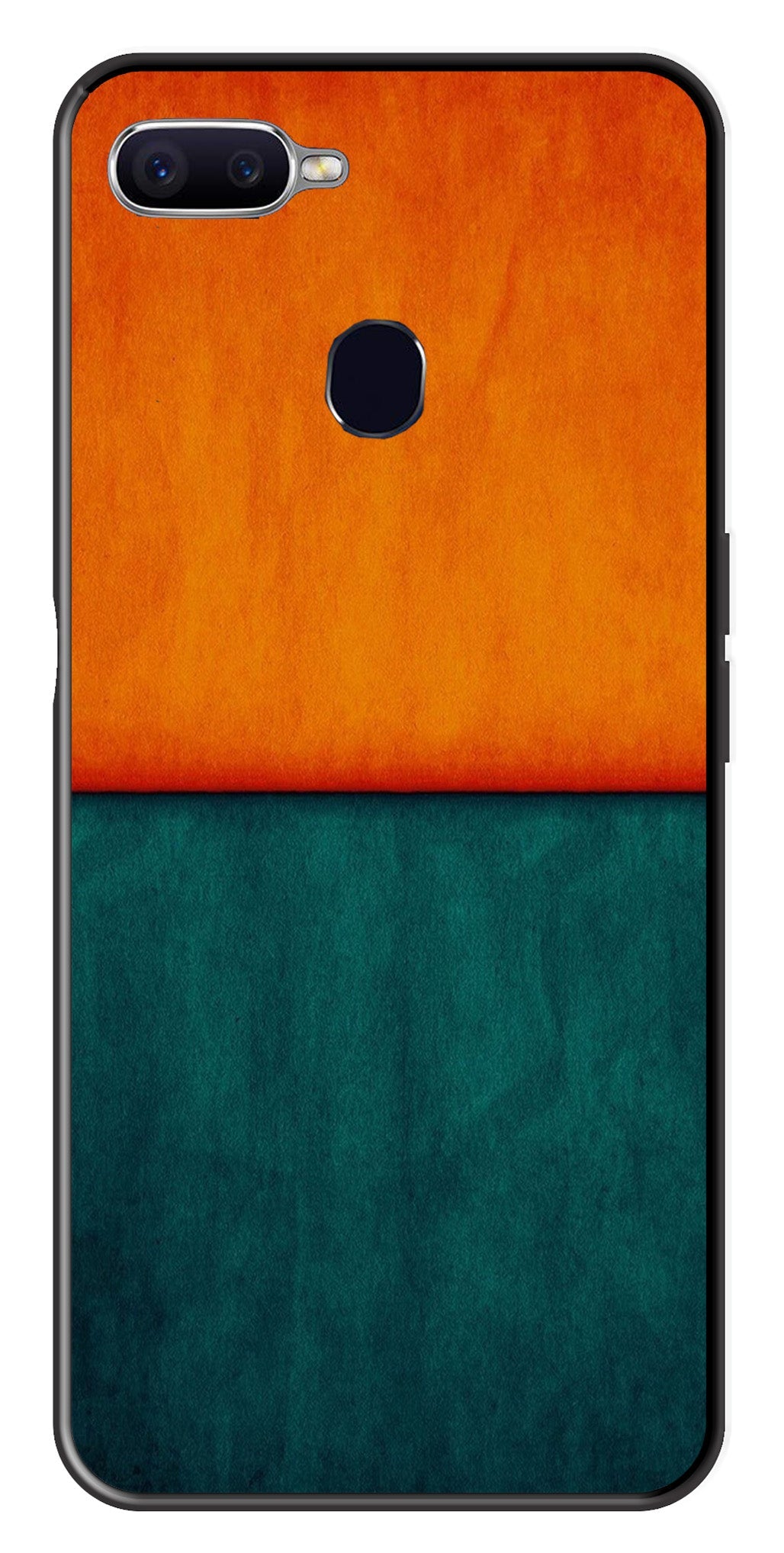 Orange Green Pattern Metal Mobile Case for Oppo A7   (Design No -45)