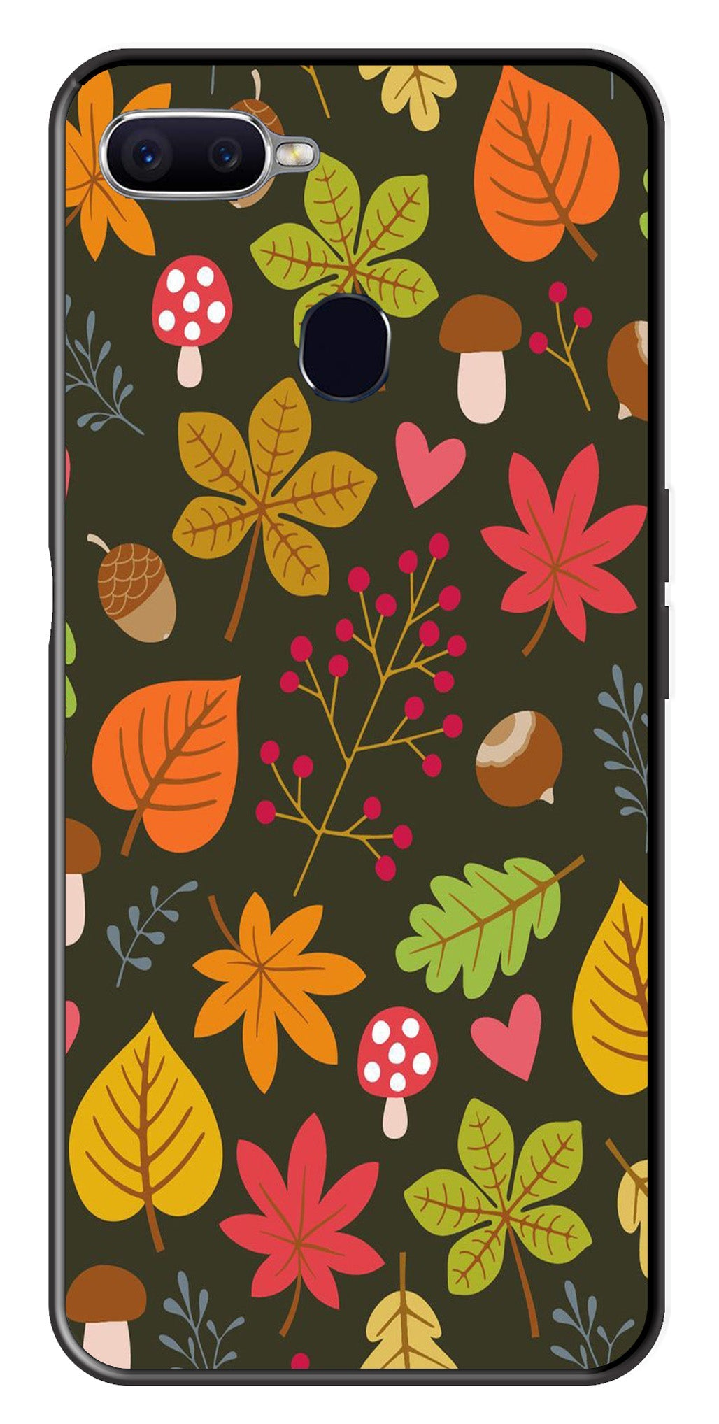 Leaves Design Metal Mobile Case for Oppo A7   (Design No -51)