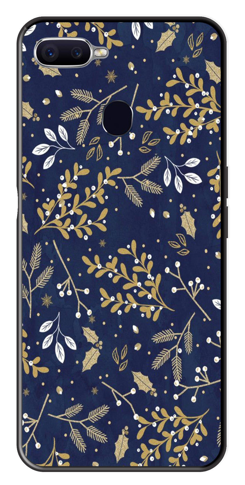 Floral Pattern  Metal Mobile Case for Oppo A7   (Design No -52)