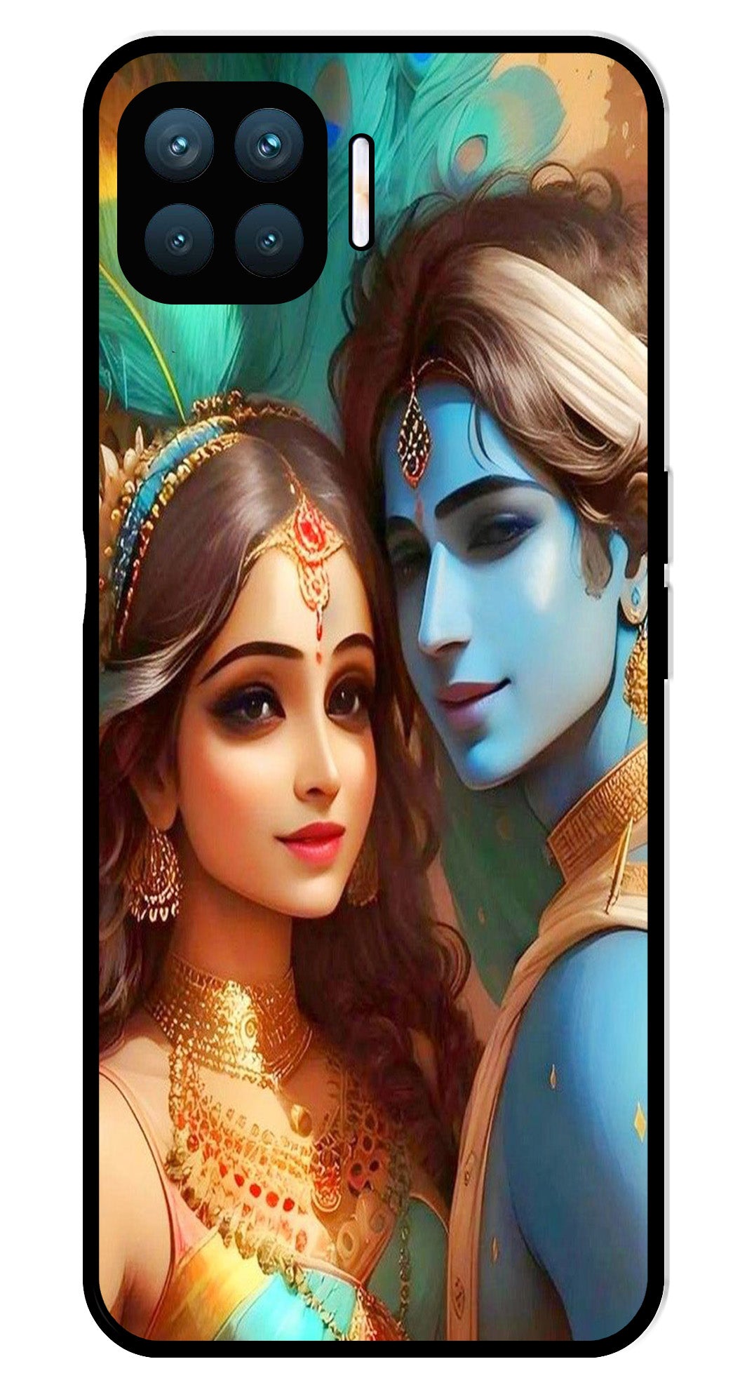 Lord Radha Krishna Metal Mobile Case for Oppo A93   (Design No -01)