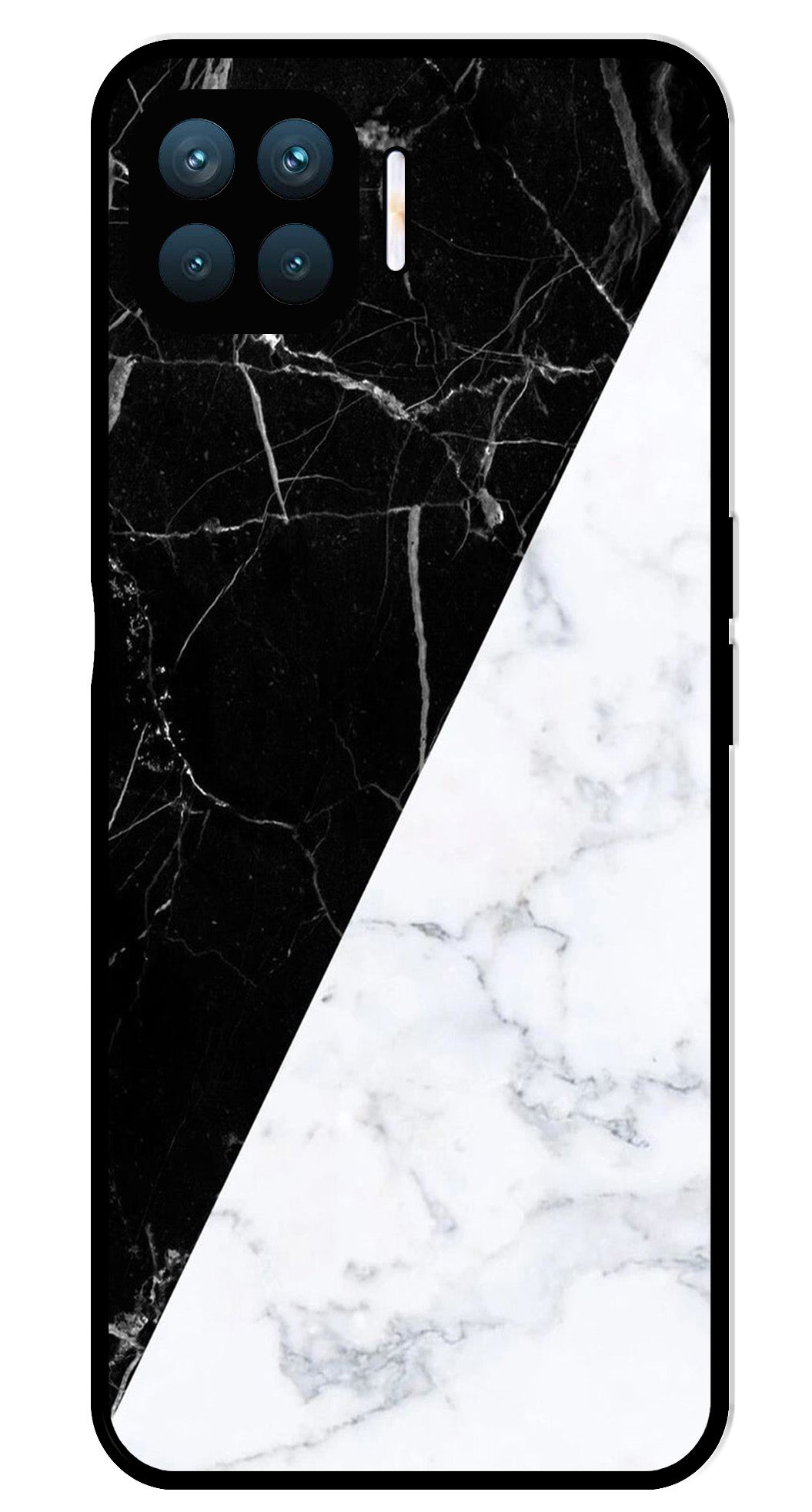 Black White Marble Design Metal Mobile Case for Oppo A93   (Design No -09)