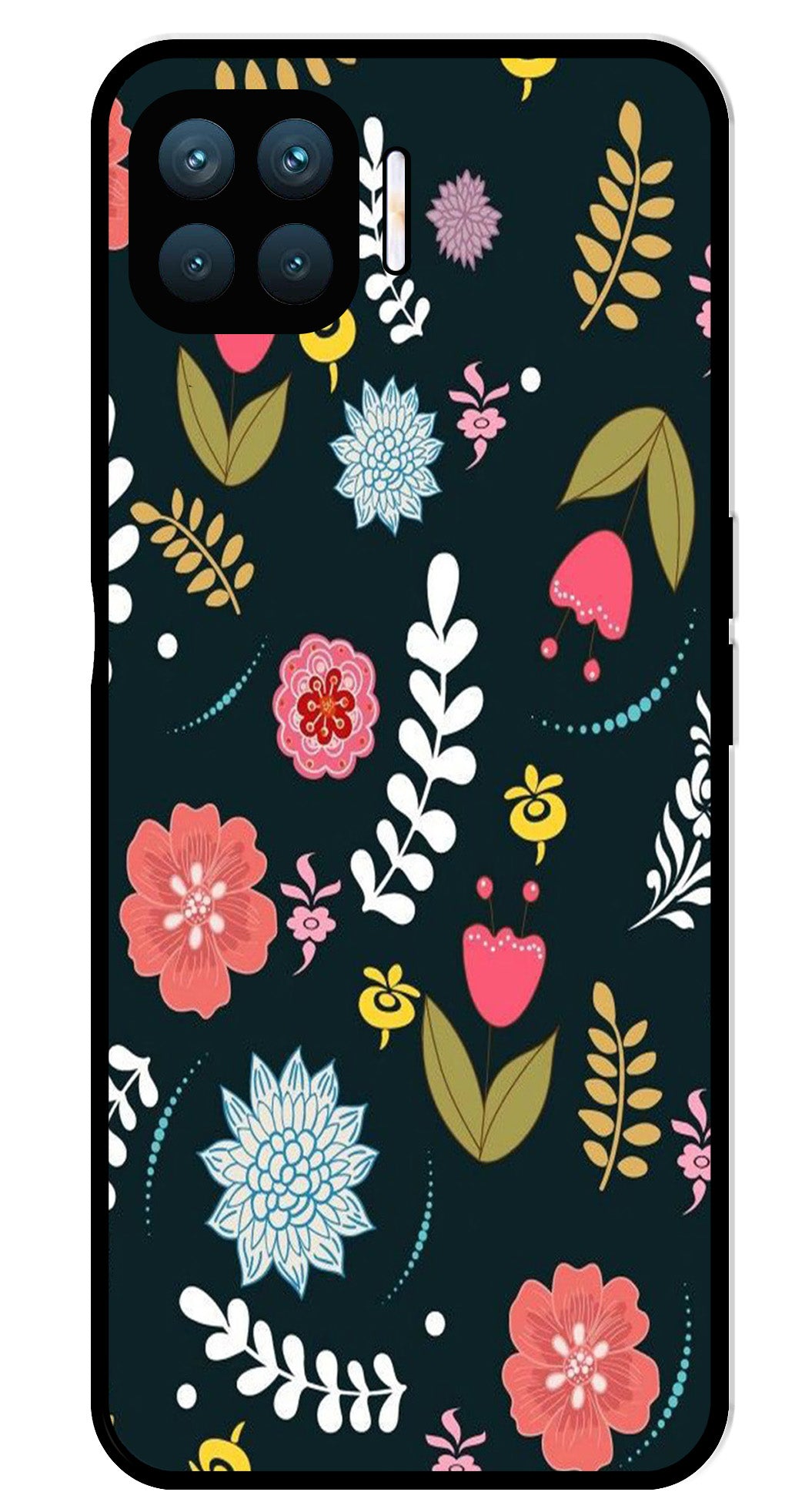 Floral Pattern2 Metal Mobile Case for Oppo A93   (Design No -12)