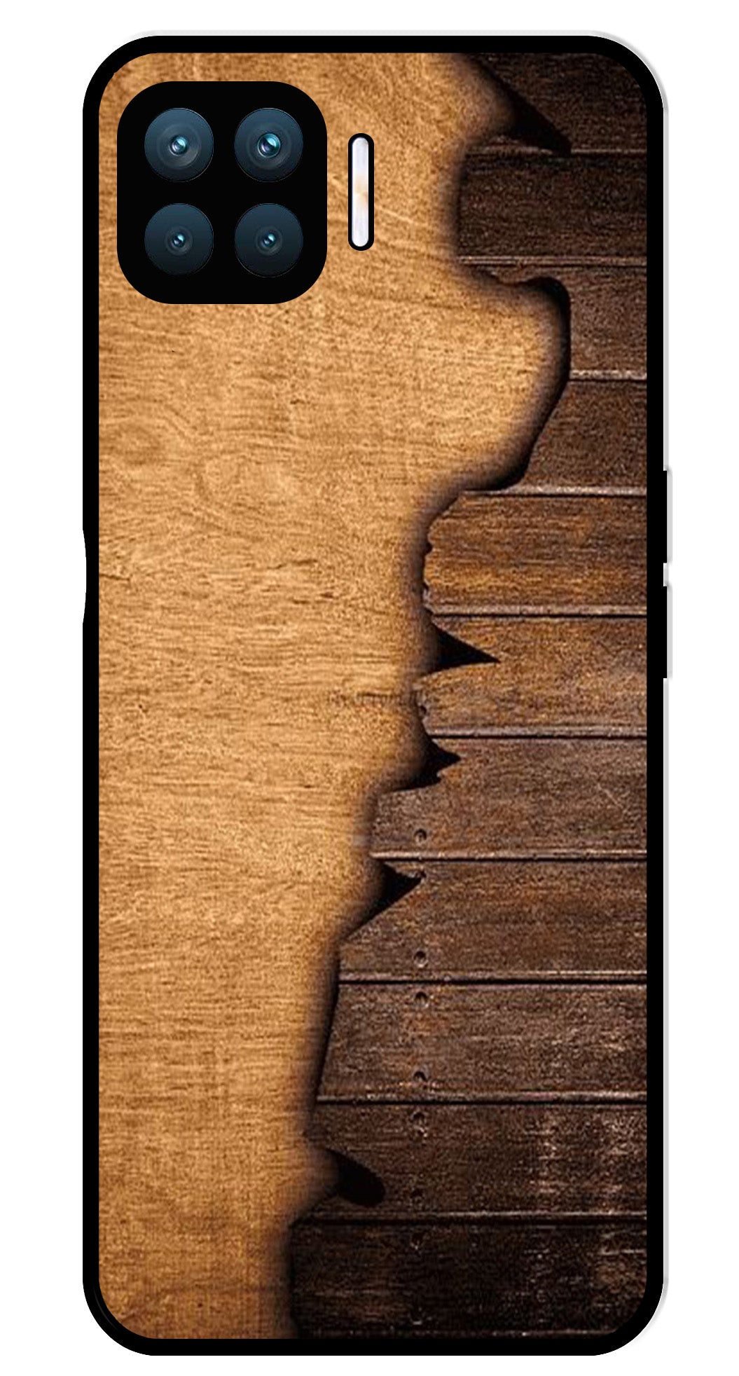 Wooden Design Metal Mobile Case for Oppo A93   (Design No -13)