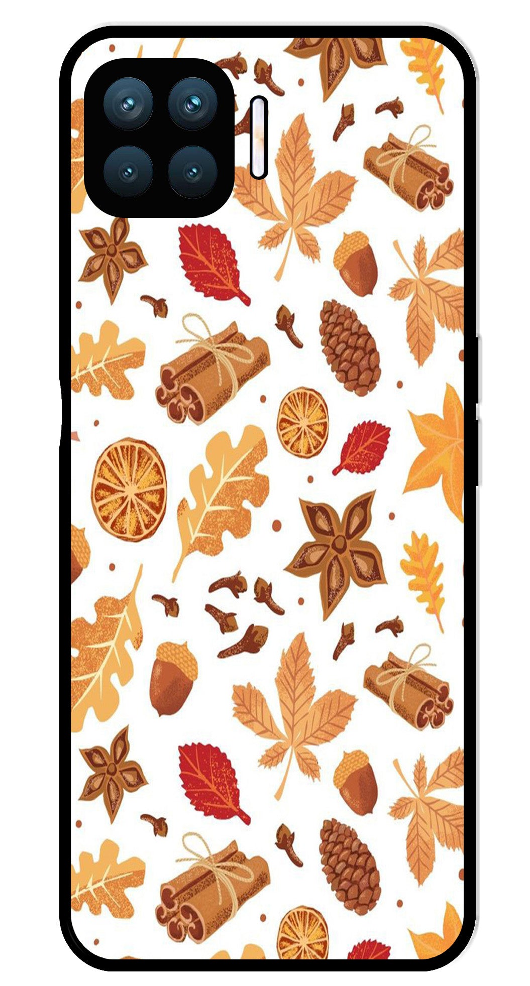 Autumn Leaf Metal Mobile Case for Oppo A93   (Design No -19)