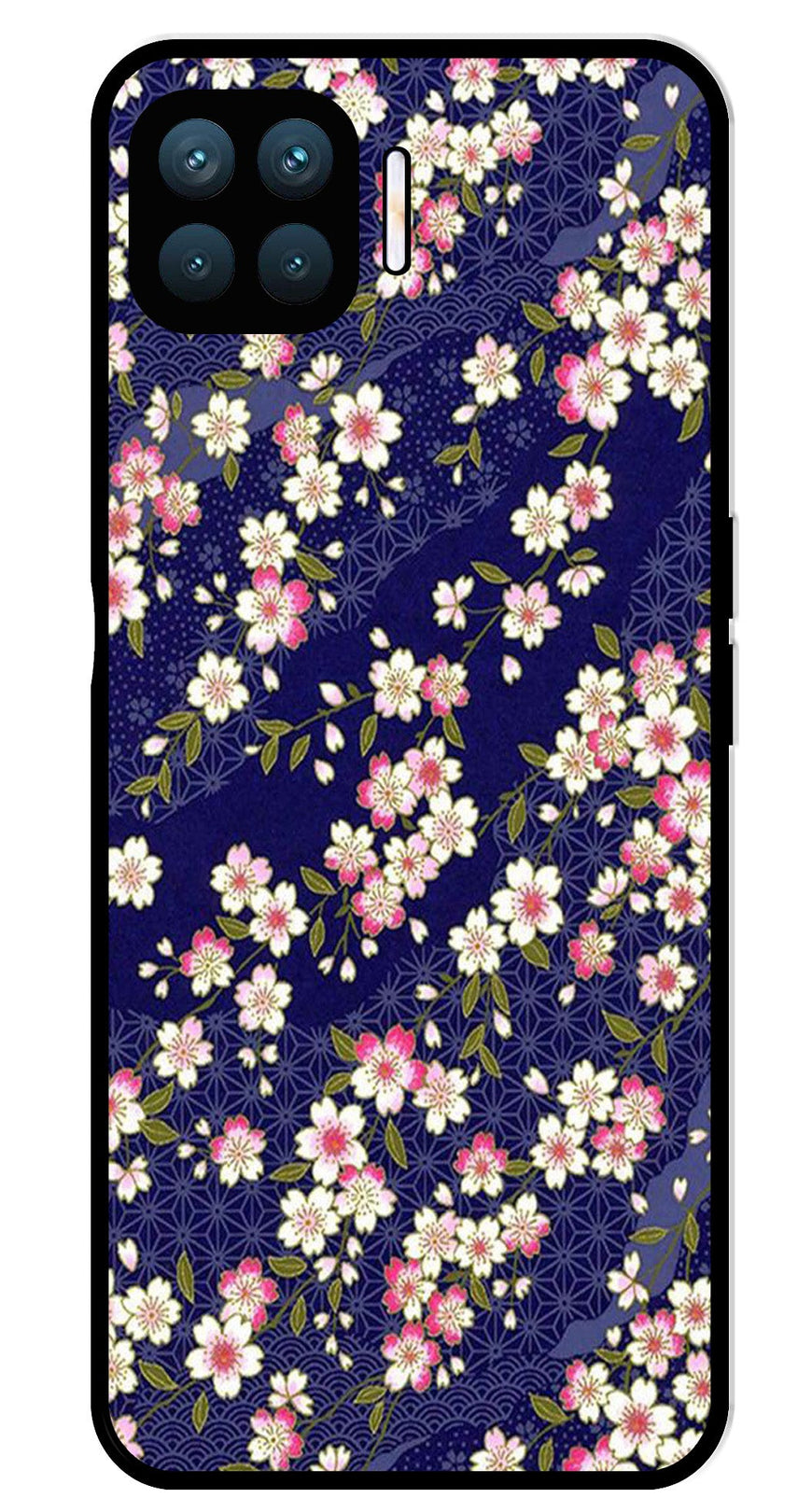 Flower Design Metal Mobile Case for Oppo A93   (Design No -25)