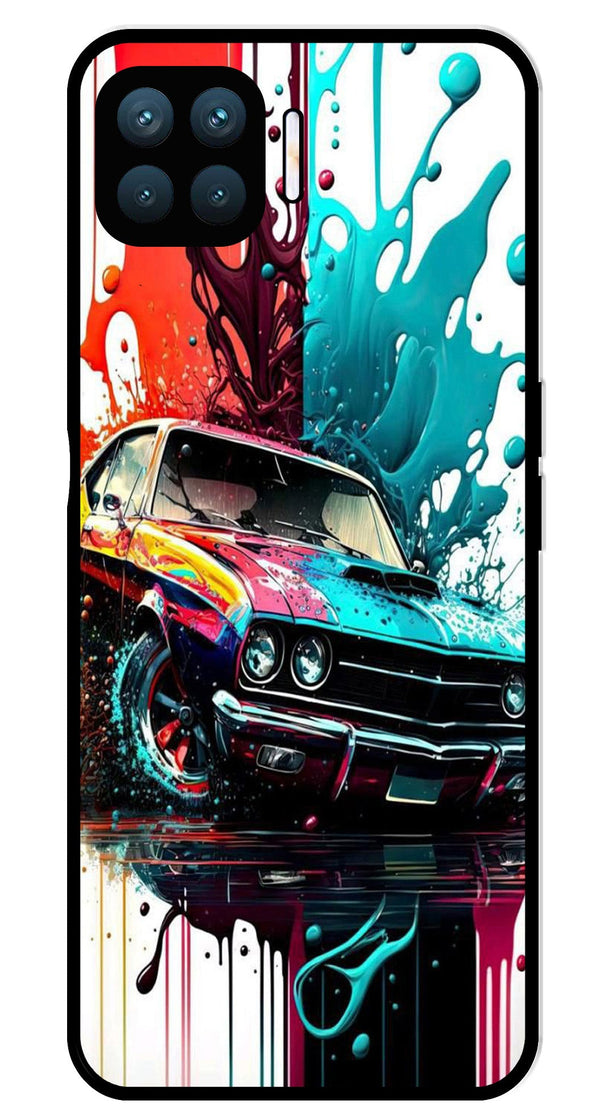 Vintage Car Metal Mobile Case for Oppo F17 Pro  (Design No -29)