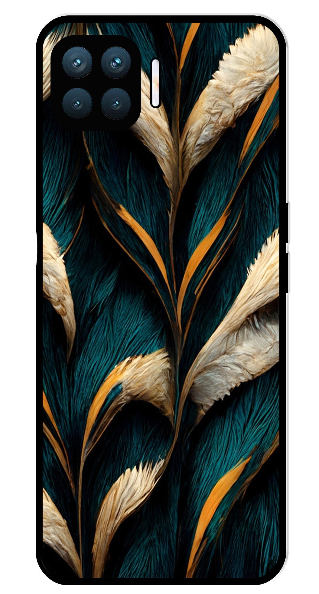 Feathers Metal Mobile Case for Oppo A93   (Design No -30)