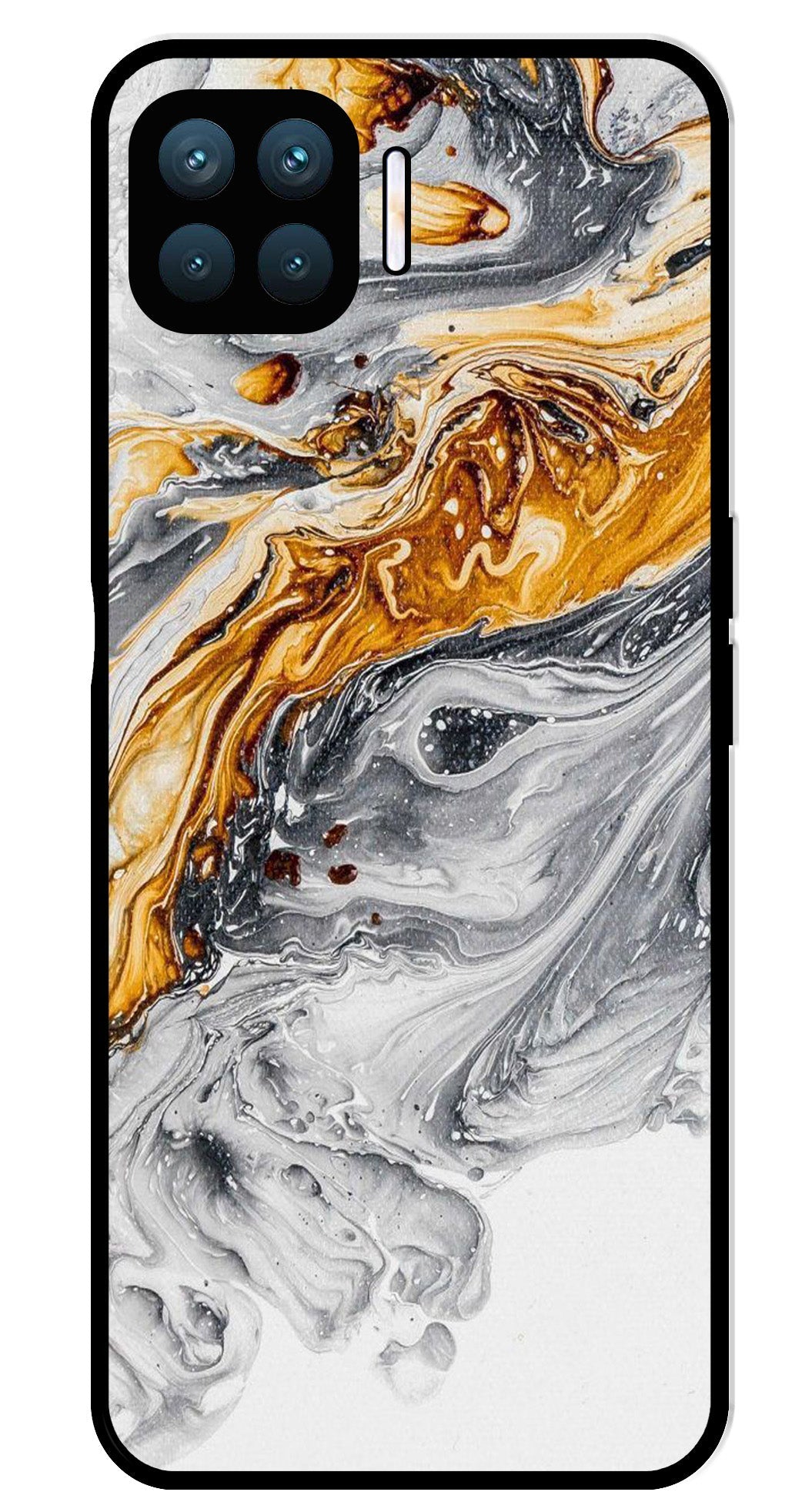 Marble Pattern Metal Mobile Case for Oppo A93   (Design No -36)