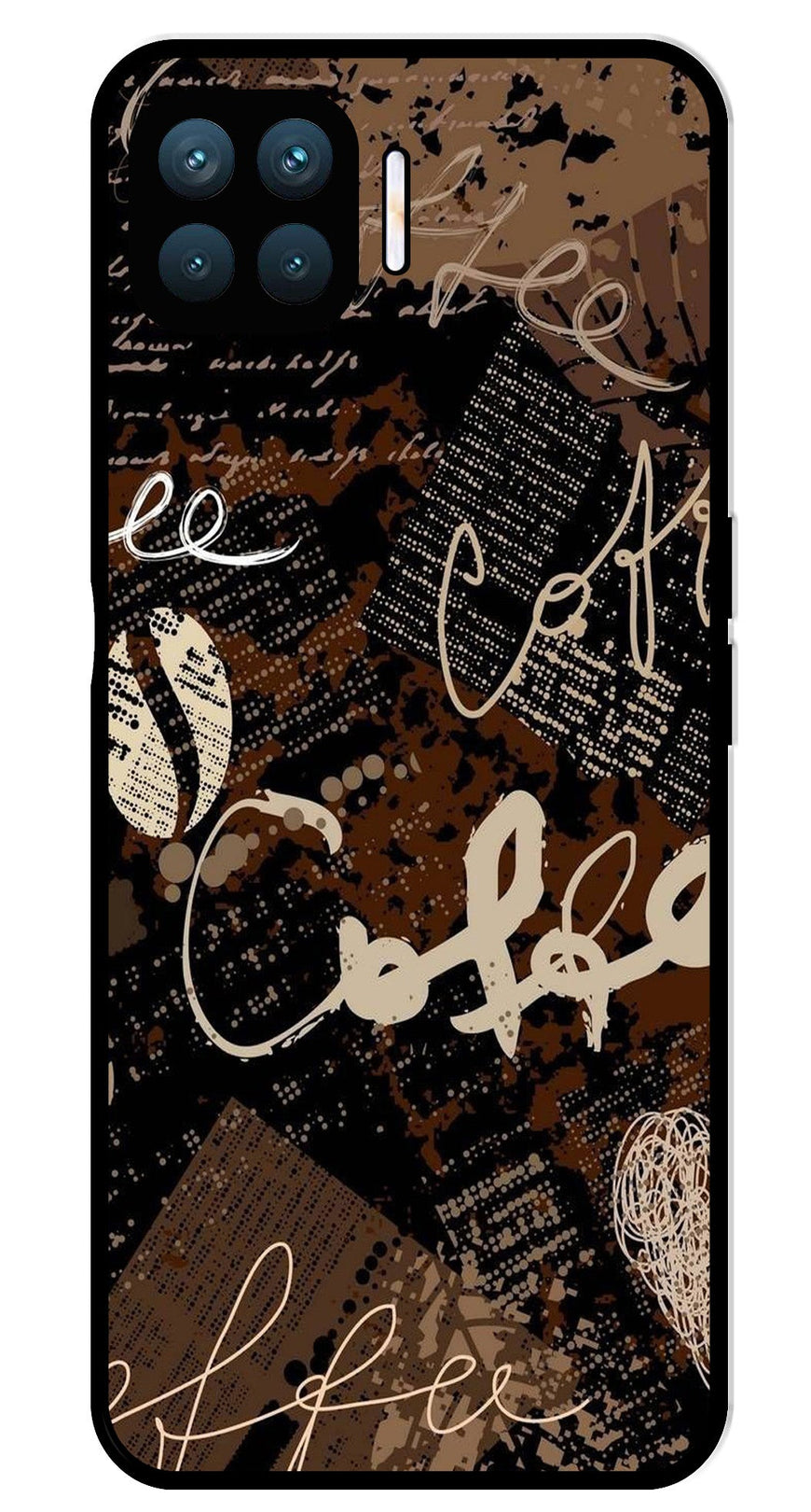 Coffee Pattern Metal Mobile Case for Oppo A93   (Design No -37)