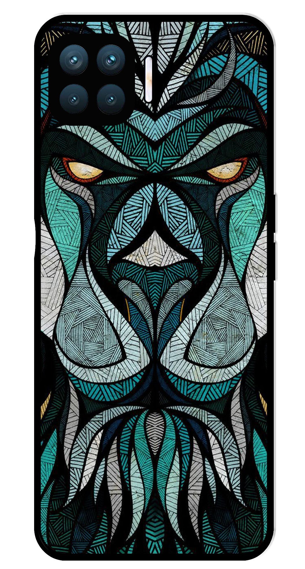 Lion Pattern Metal Mobile Case for Oppo A93   (Design No -40)