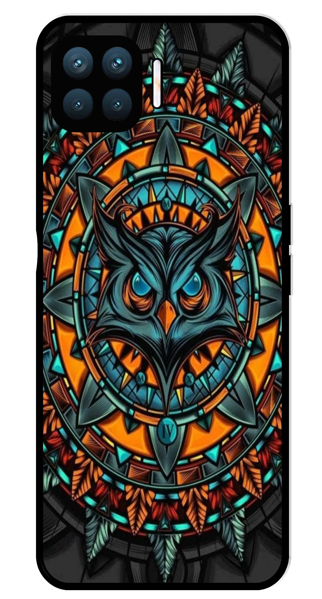 Owl Pattern Metal Mobile Case for Oppo A93   (Design No -42)