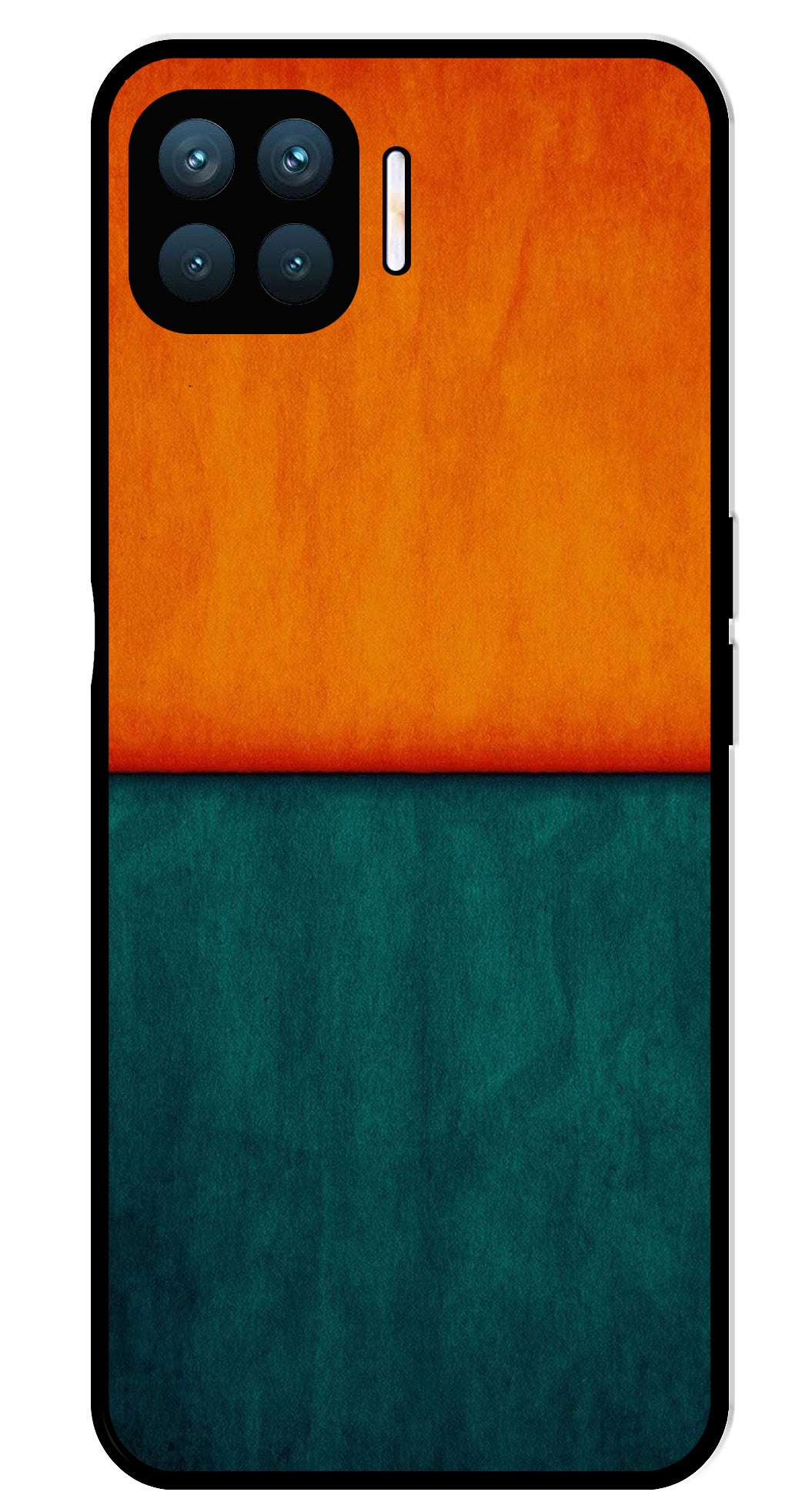 Orange Green Pattern Metal Mobile Case for Oppo A93   (Design No -45)