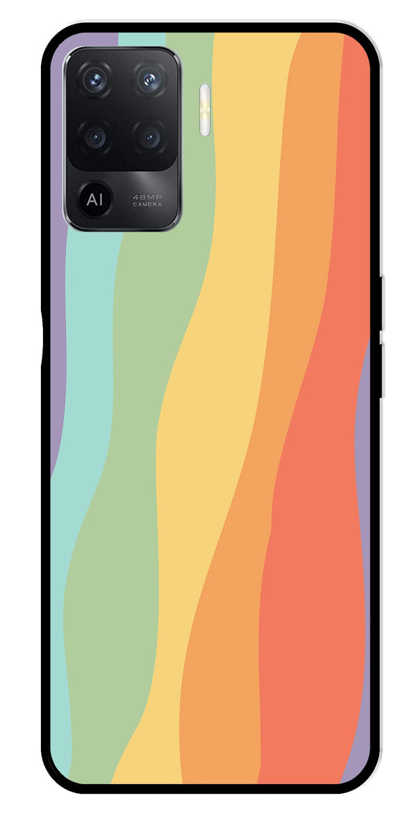 Muted Rainbow Metal Mobile Case for Oppo F19 Pro   (Design No -02)