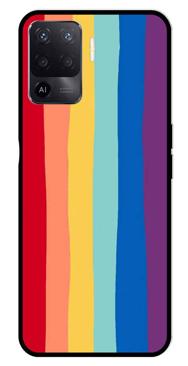 Rainbow MultiColor Metal Mobile Case for Oppo F19 Pro   (Design No -03)