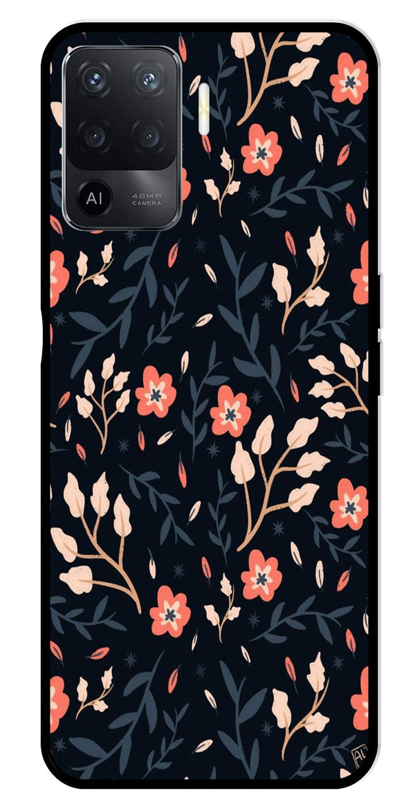Floral Pattern Metal Mobile Case for Oppo F19 Pro   (Design No -10)