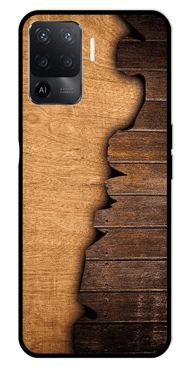 Wooden Design Metal Mobile Case for Oppo F19 Pro   (Design No -13)