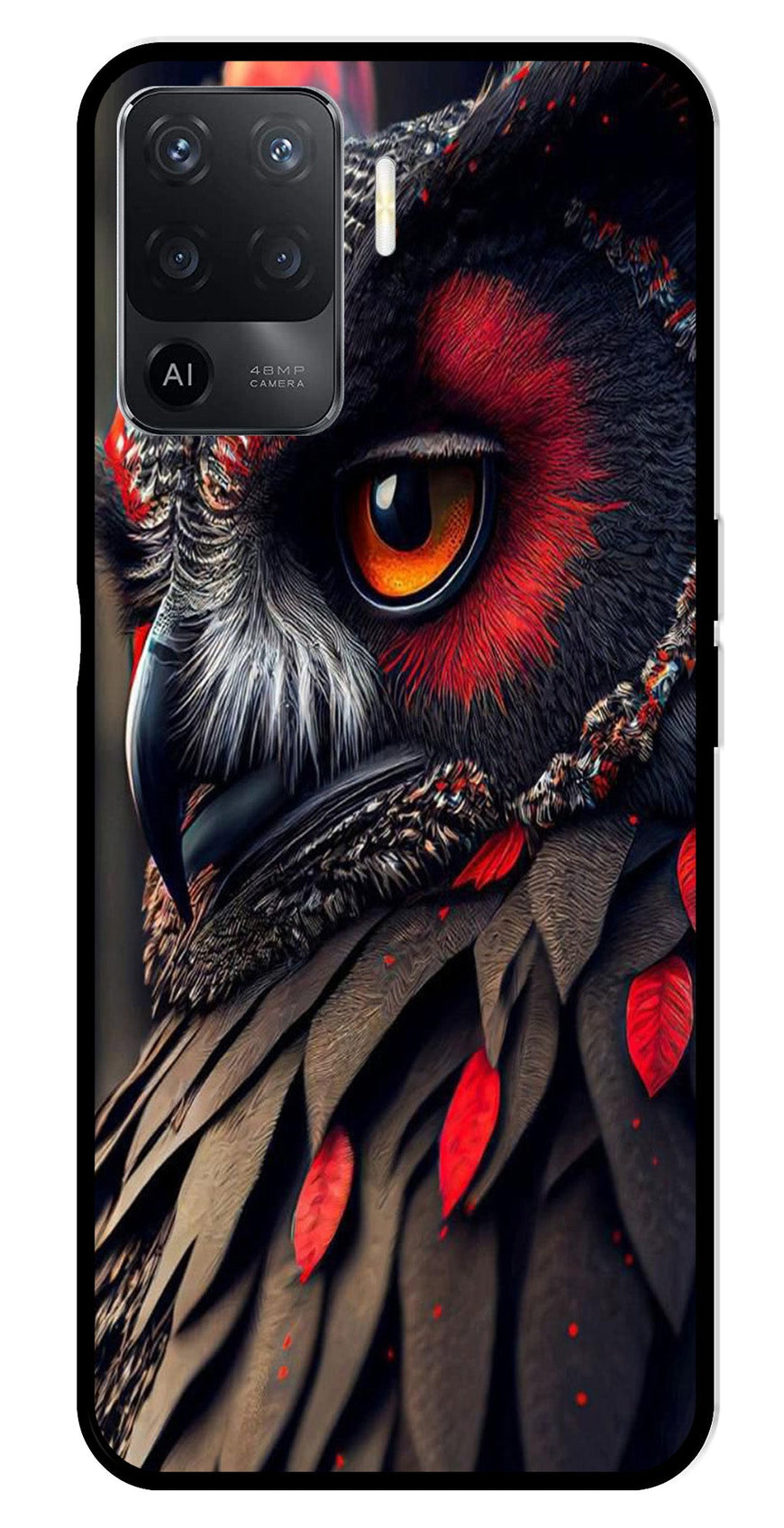 Owl Design Metal Mobile Case for Oppo F19 Pro   (Design No -26)