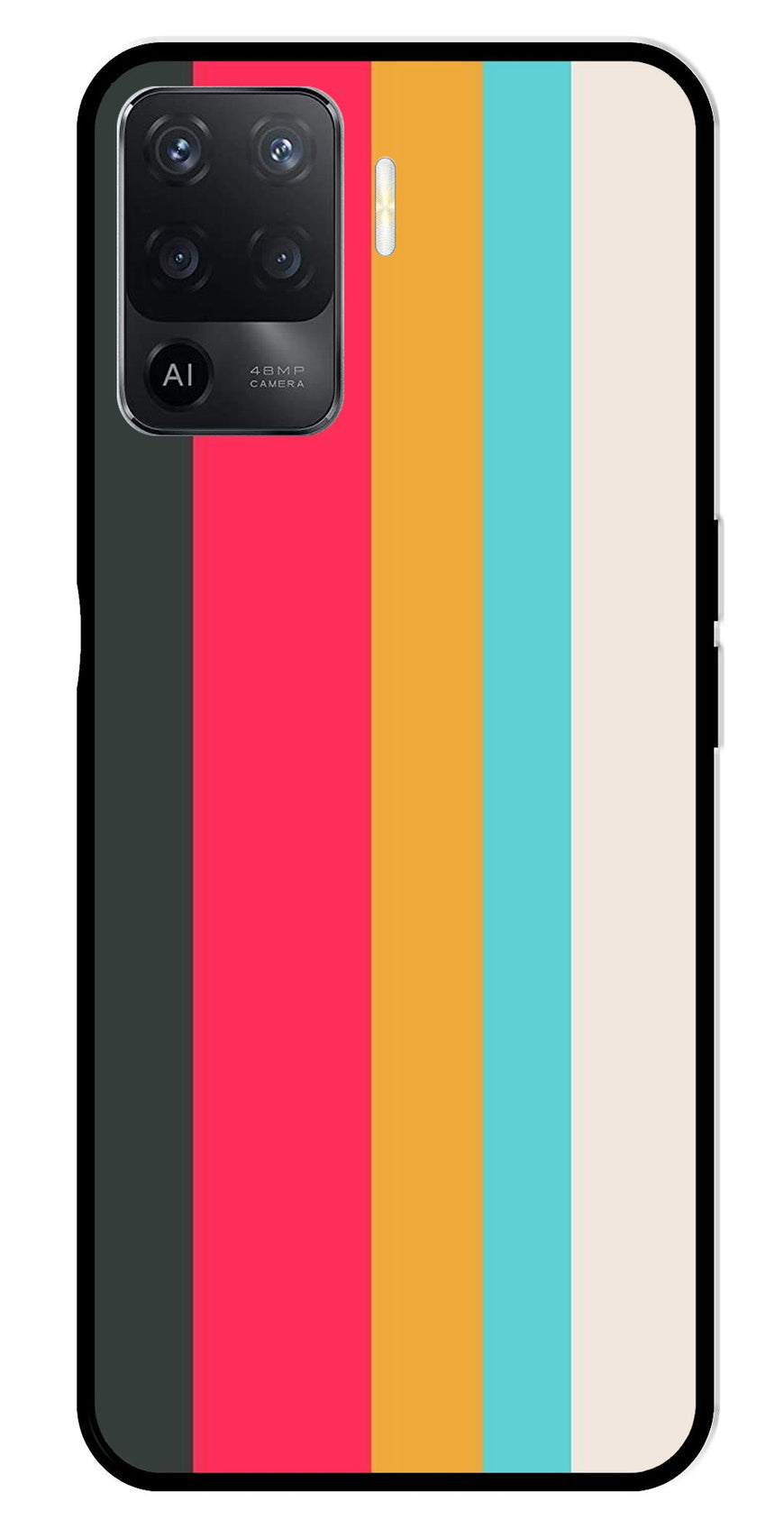 Muted Rainbow Metal Mobile Case for Oppo F19 Pro   (Design No -31)
