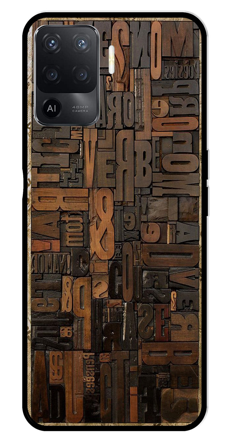Alphabets Metal Mobile Case for Oppo Reno5 F   (Design No -32)