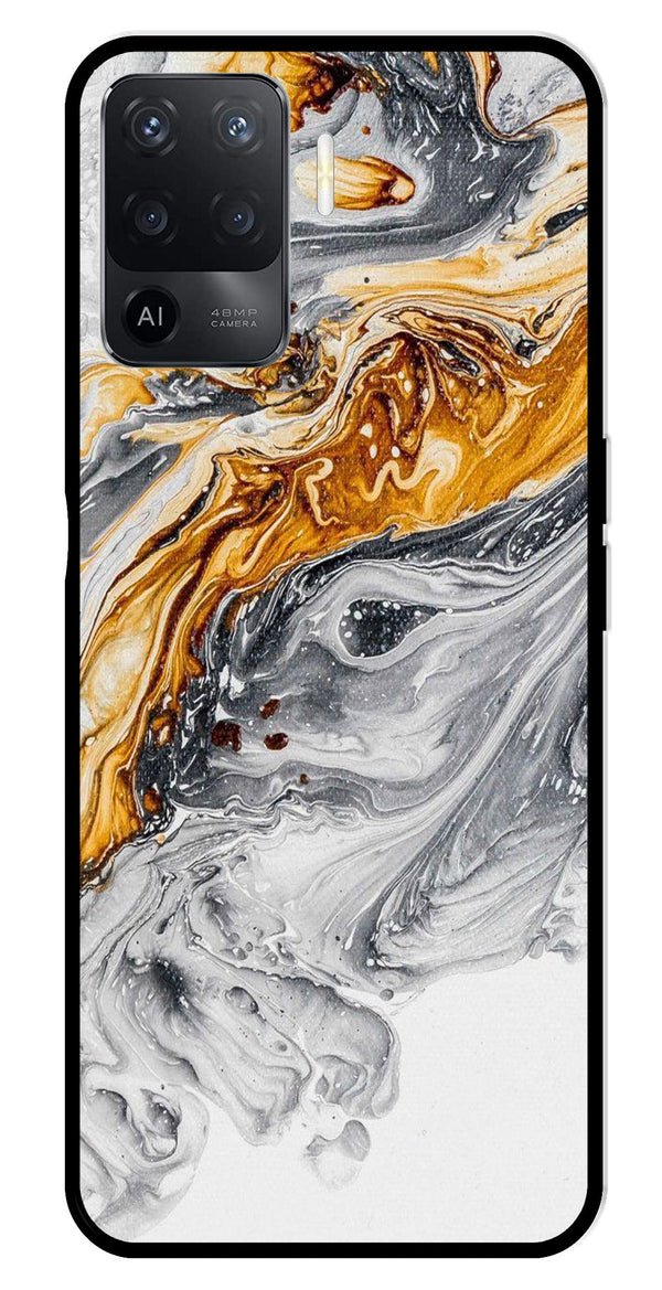 Marble Pattern Metal Mobile Case for Oppo F19 Pro   (Design No -36)
