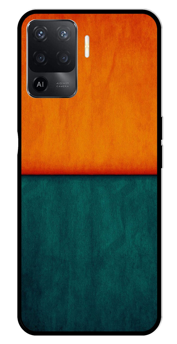 Orange Green Pattern Metal Mobile Case for Oppo F19 Pro   (Design No -45)