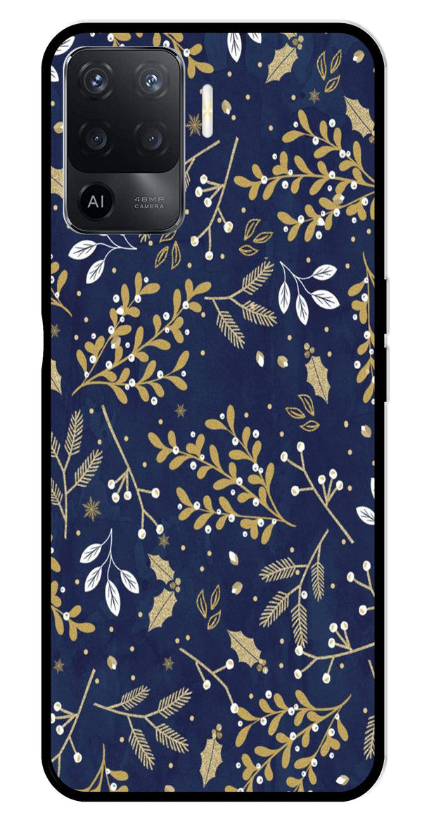 Floral Pattern  Metal Mobile Case for Oppo F19 Pro   (Design No -52)