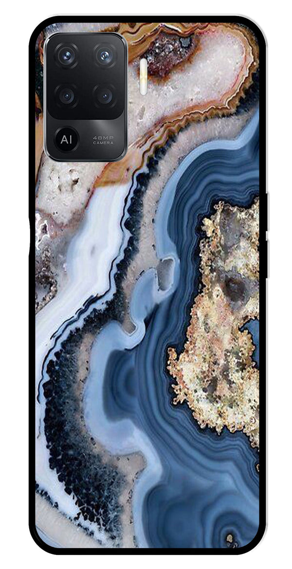 Marble Design Metal Mobile Case for Oppo F19 Pro   (Design No -53)