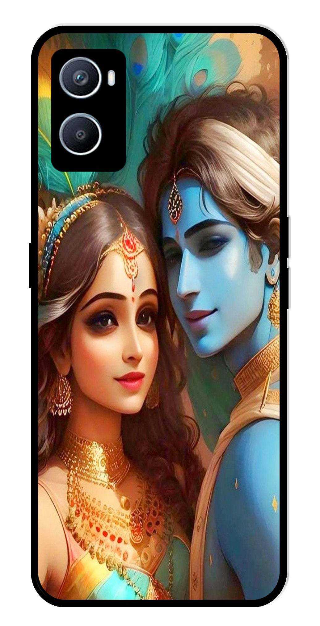 Lord Radha Krishna Metal Mobile Case for Oppo A76   (Design No -01)