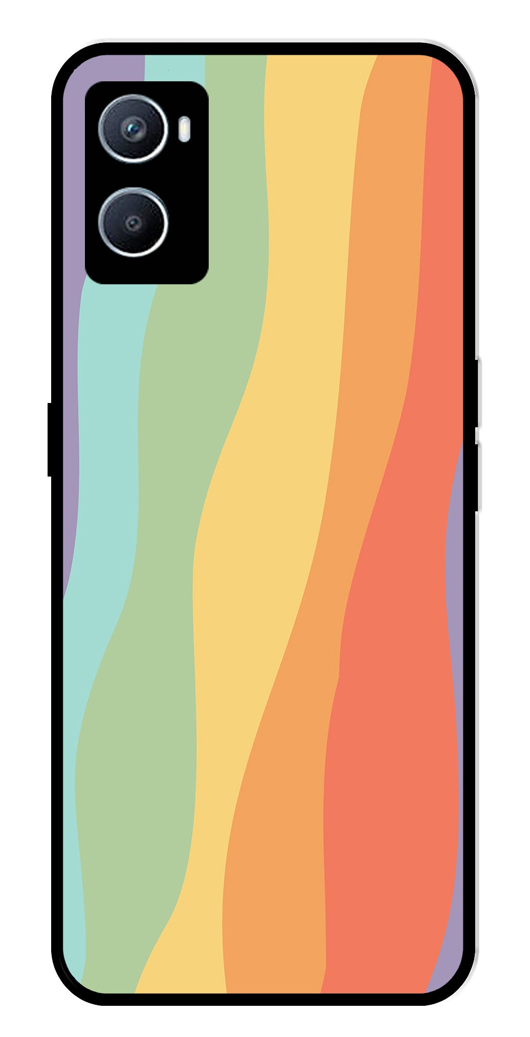 Muted Rainbow Metal Mobile Case for Oppo A76   (Design No -02)