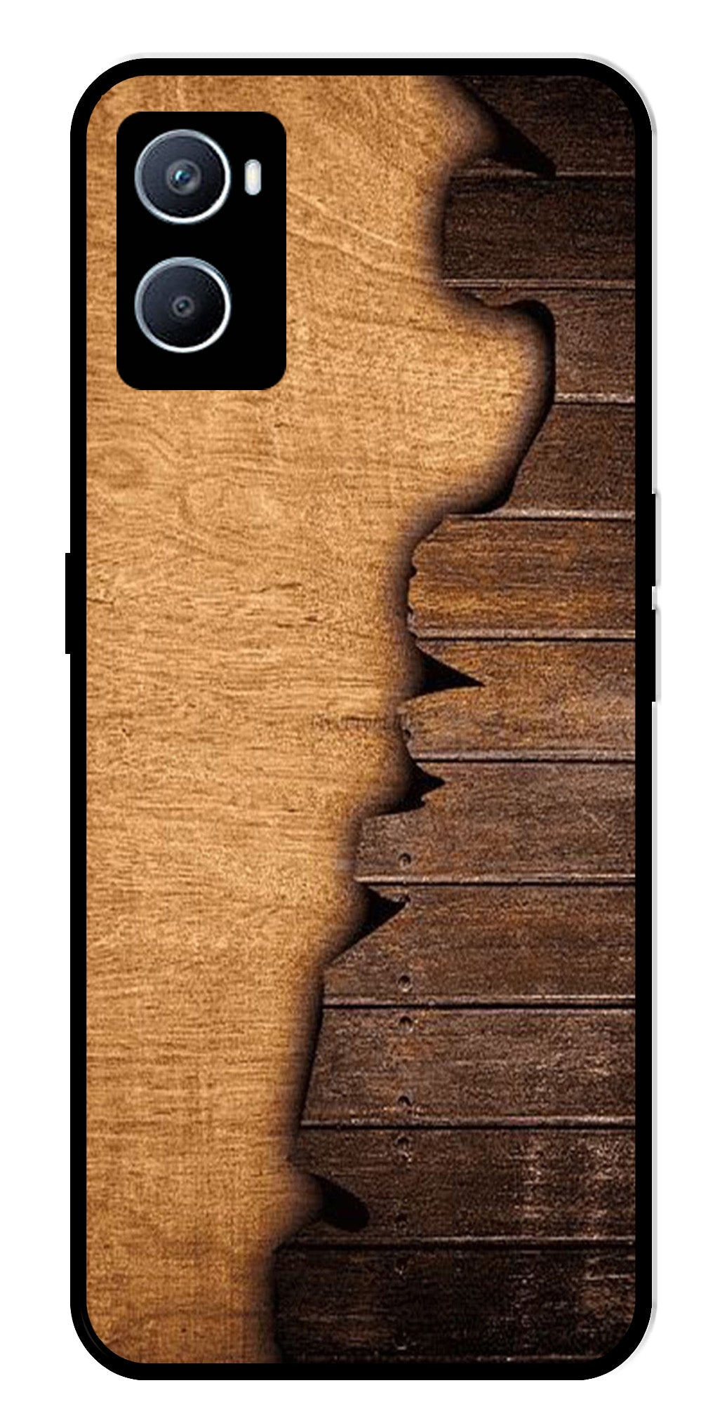 Wooden Design Metal Mobile Case for Oppo A76   (Design No -13)