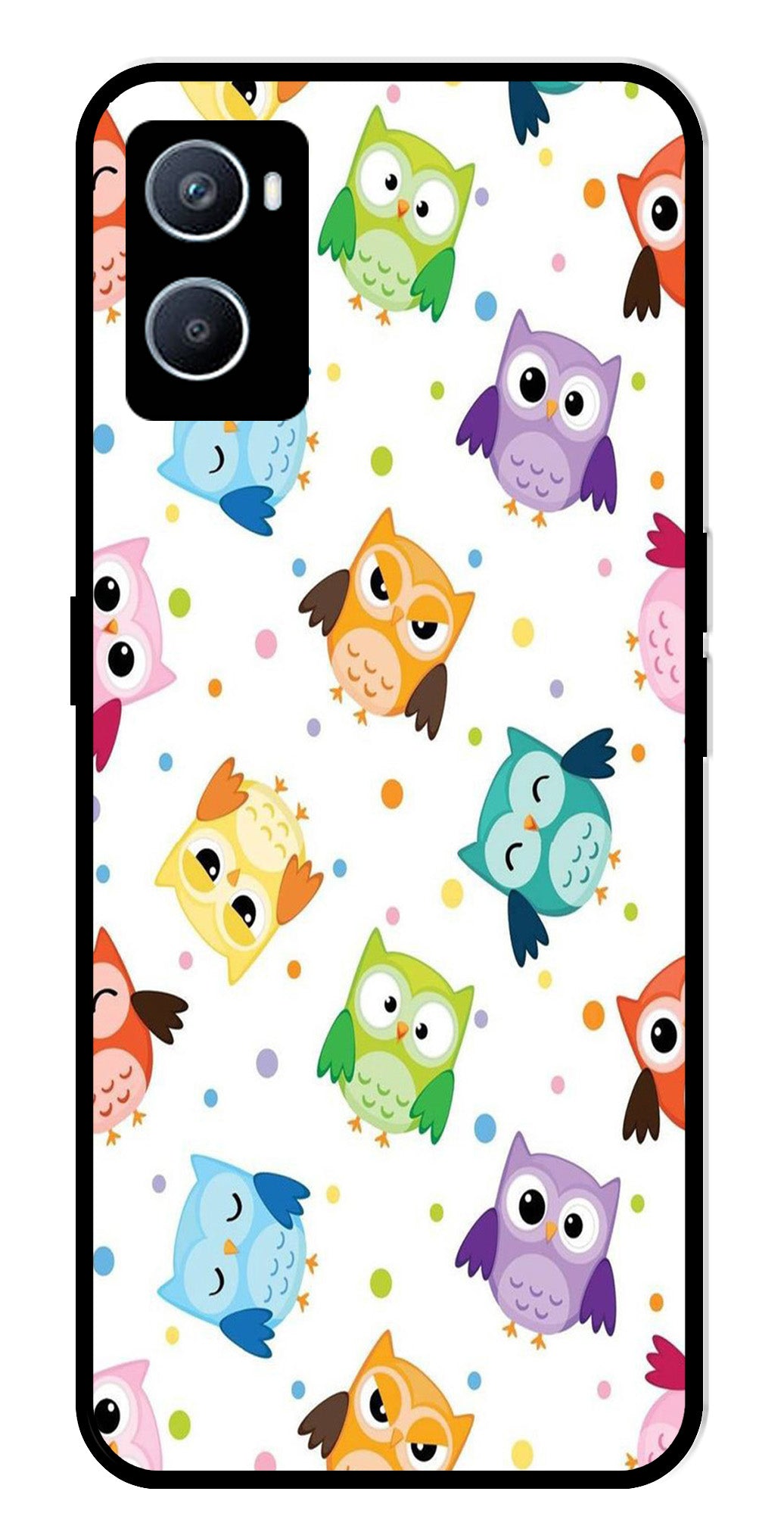 Owls Pattern Metal Mobile Case for Oppo A76   (Design No -20)