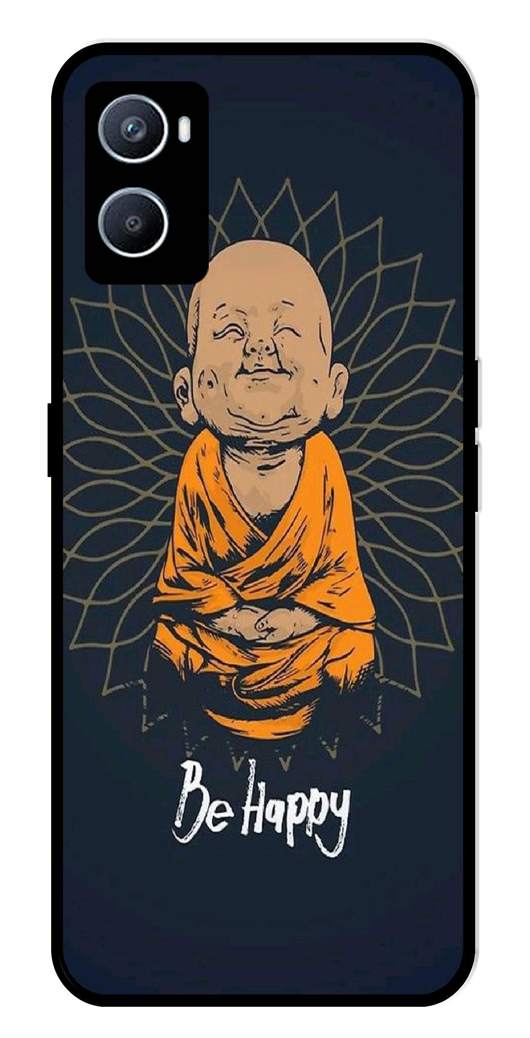 Be Happy Metal Mobile Case for Oppo A76   (Design No -27)