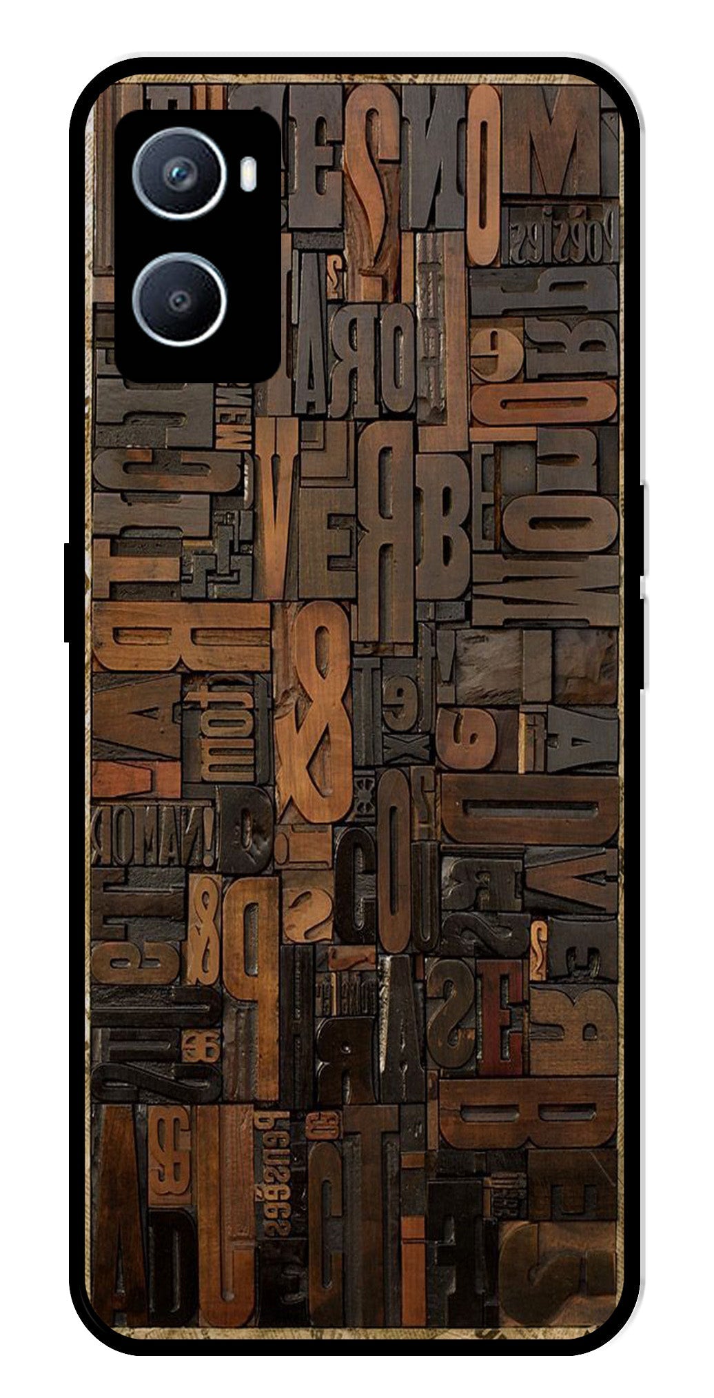 Alphabets Metal Mobile Case for Oppo A76   (Design No -32)