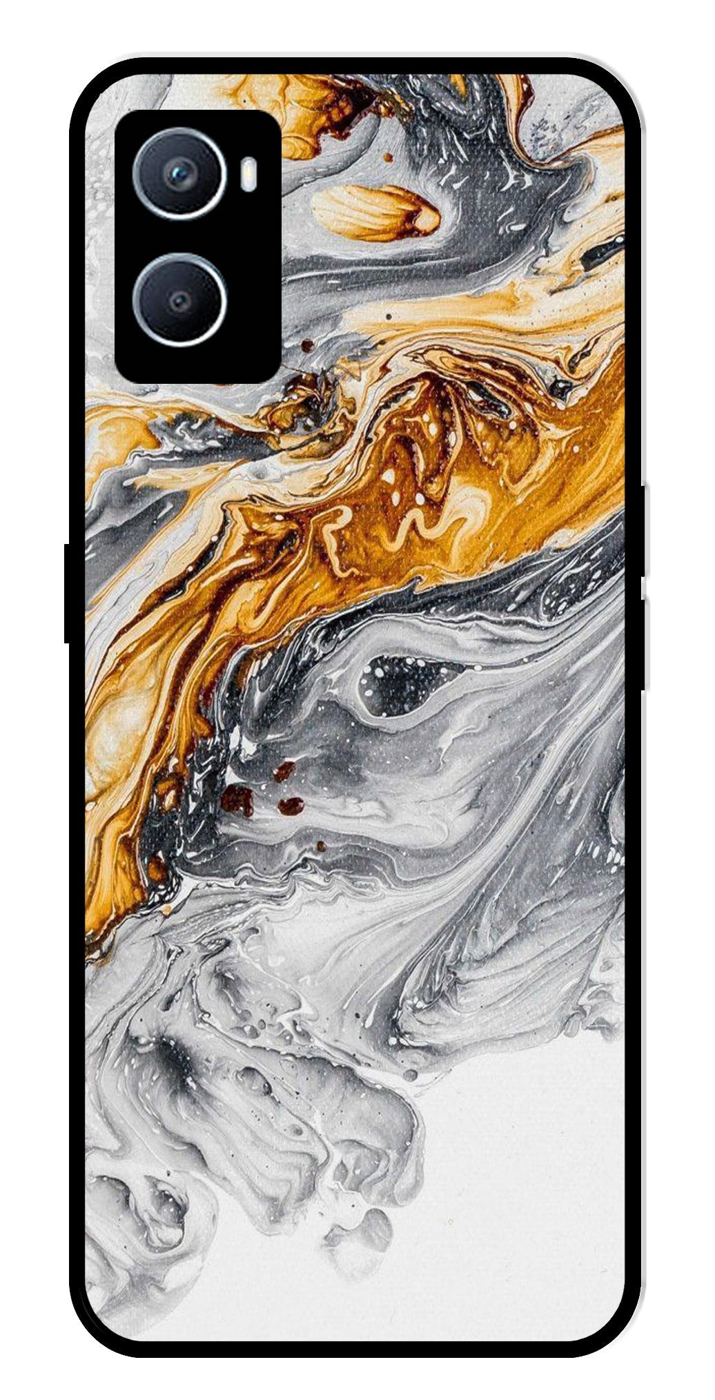 Marble Pattern Metal Mobile Case for Oppo A76   (Design No -36)