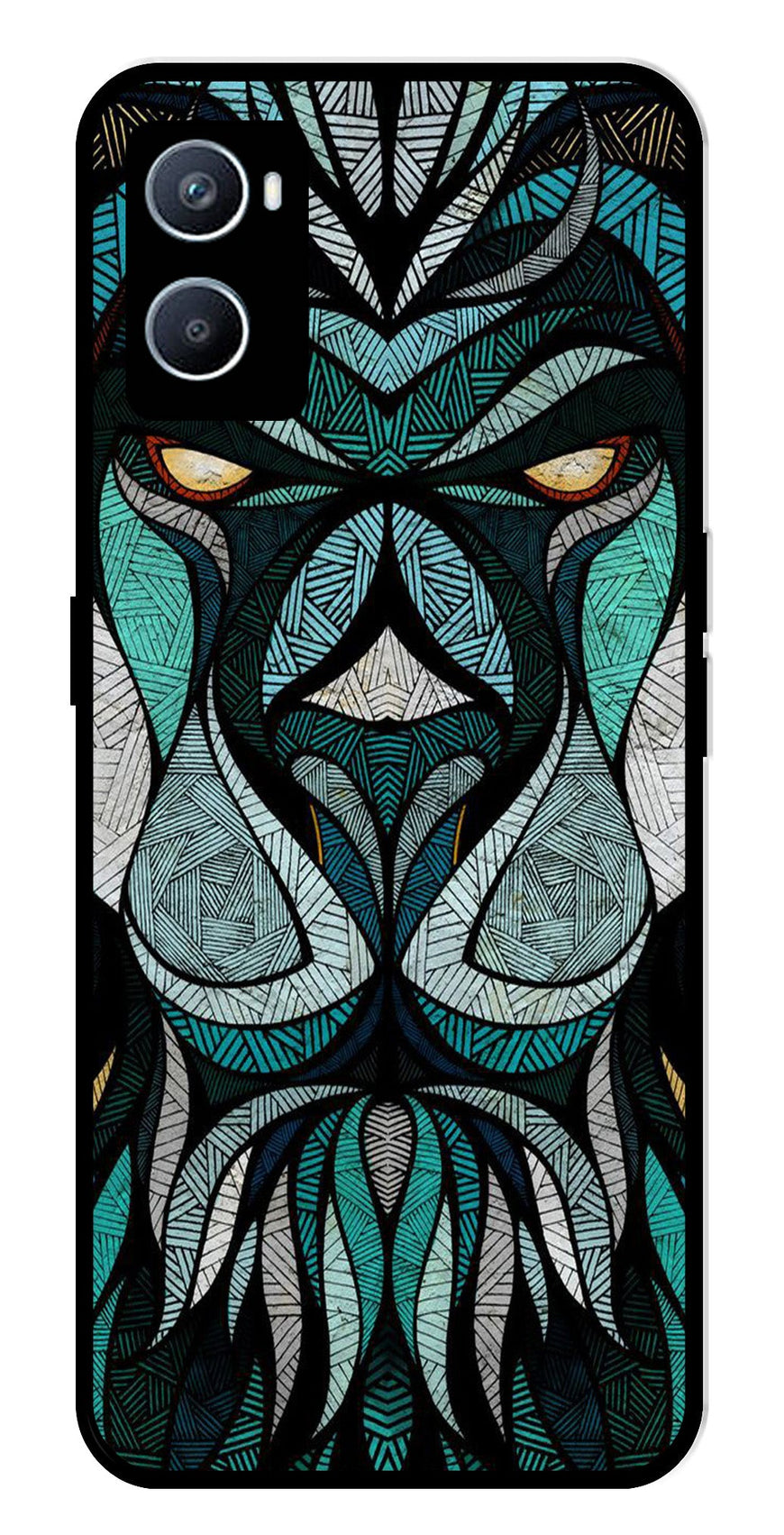 Lion Pattern Metal Mobile Case for Oppo A76   (Design No -40)
