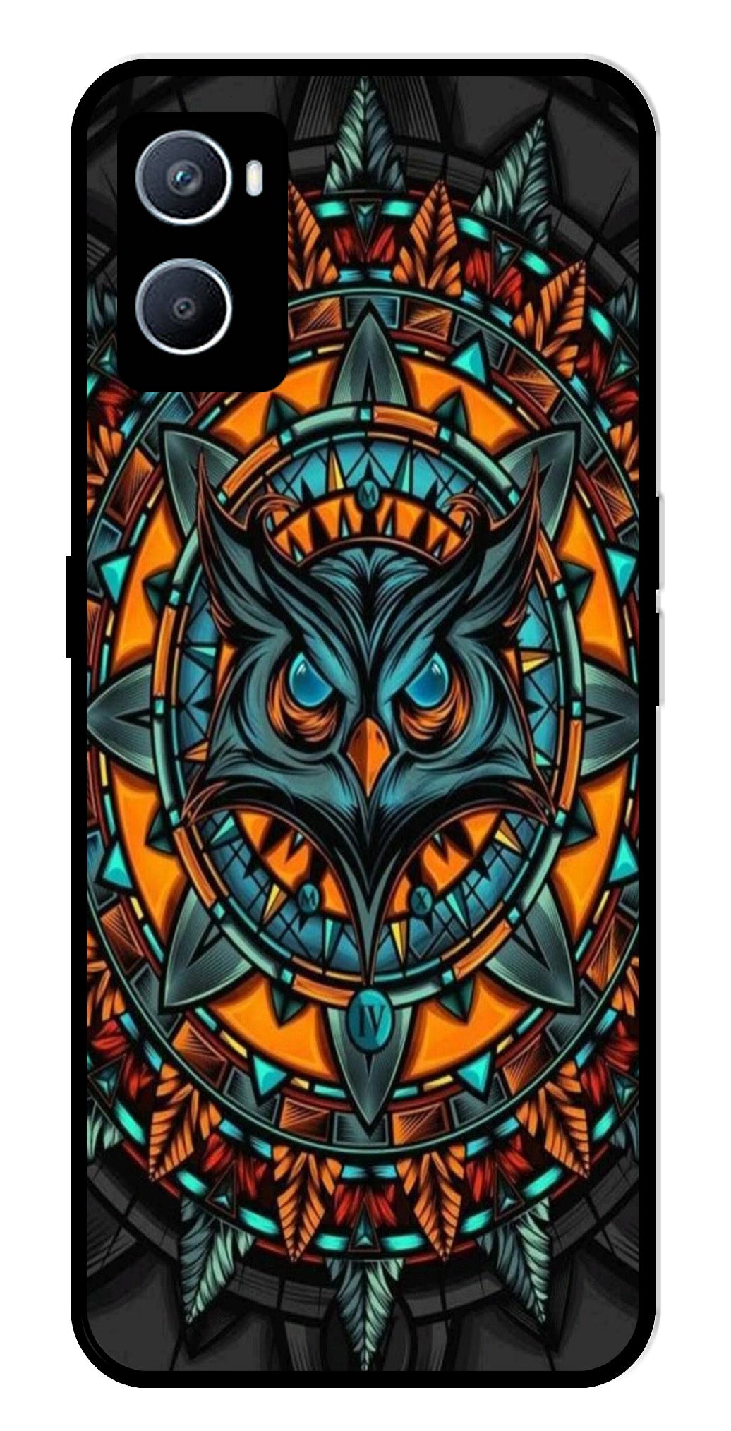 Owl Pattern Metal Mobile Case for Oppo A76   (Design No -42)