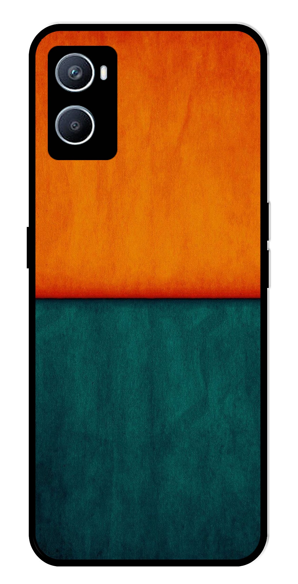 Orange Green Pattern Metal Mobile Case for Oppo A76   (Design No -45)