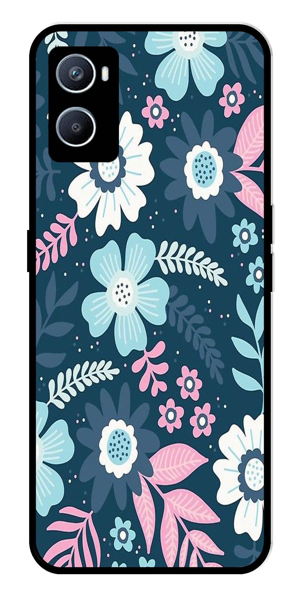 Flower Leaves Design Metal Mobile Case for Oppo A76   (Design No -50)