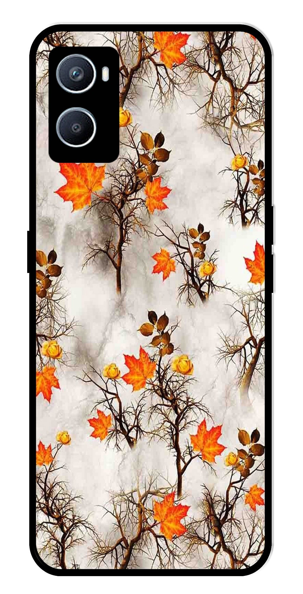 Autumn leaves Metal Mobile Case for Oppo A76   (Design No -55)