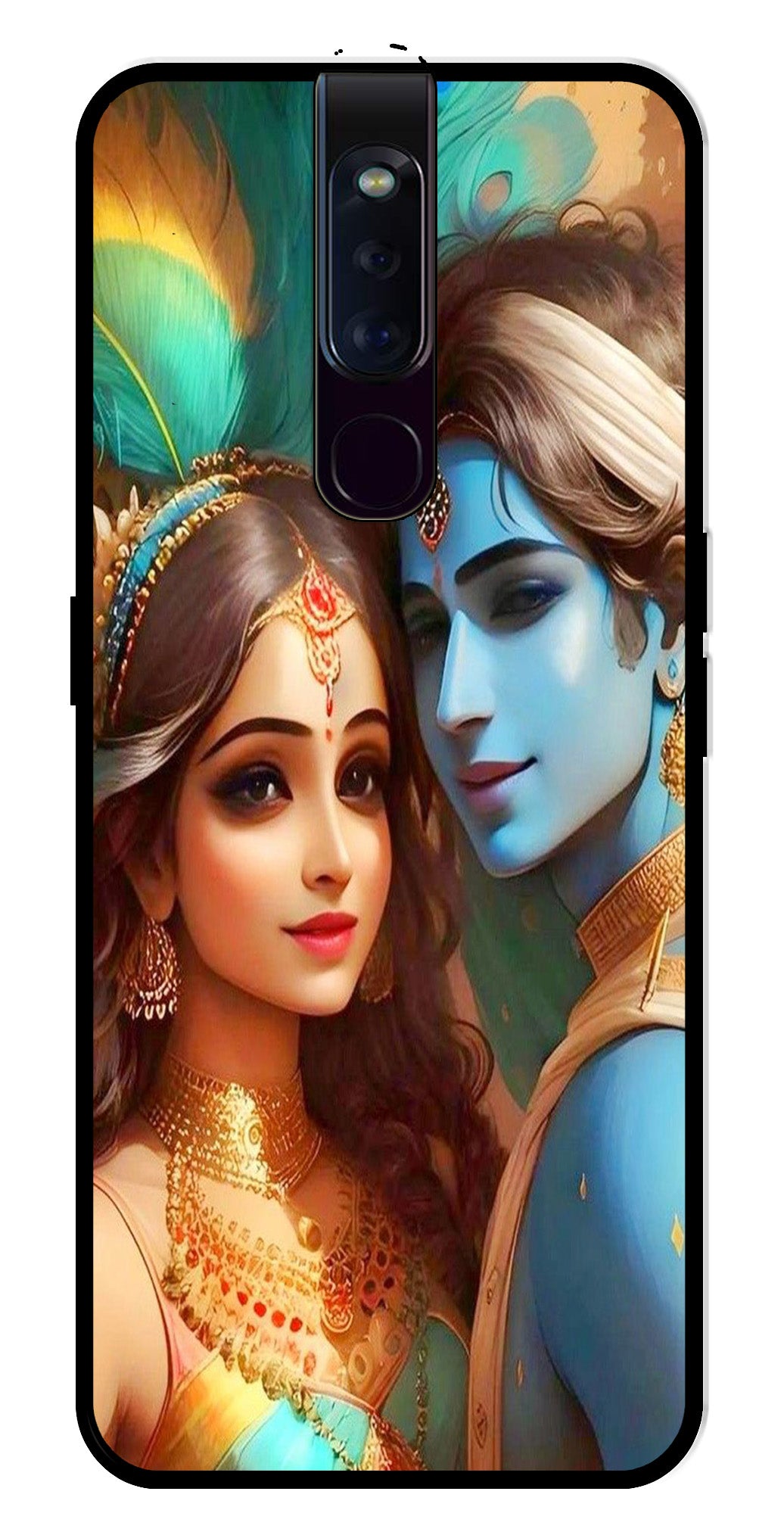 Lord Radha Krishna Metal Mobile Case for Oppo F11 Pro   (Design No -01)