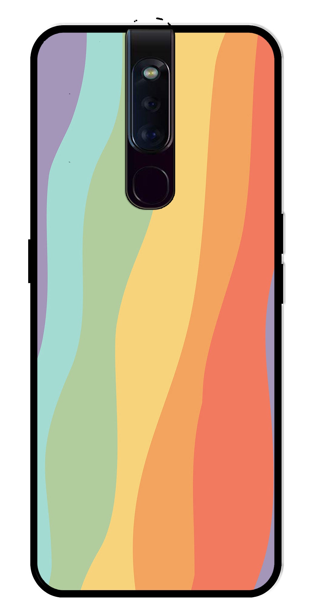 Muted Rainbow Metal Mobile Case for Oppo F11 Pro   (Design No -02)
