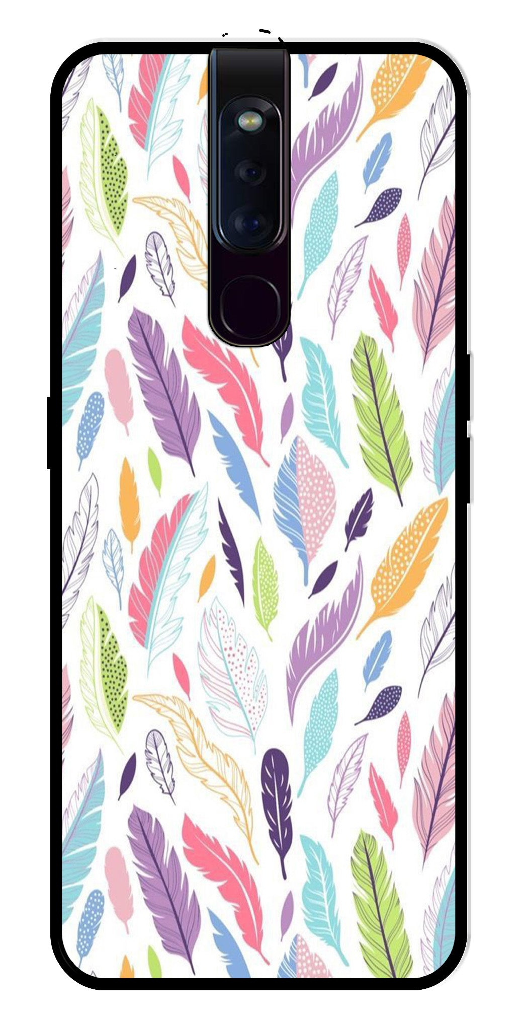 Colorful Feathers Metal Mobile Case for Oppo F11 Pro   (Design No -06)
