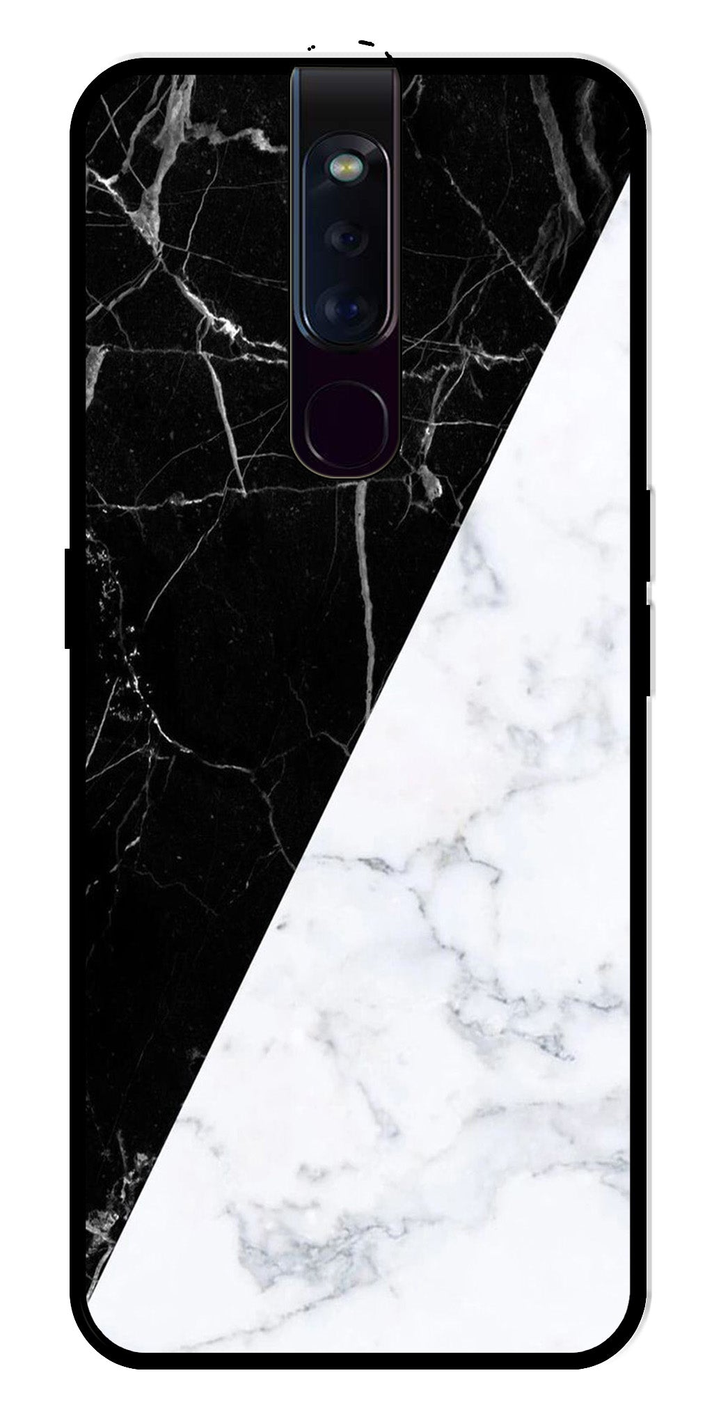 Black White Marble Design Metal Mobile Case for Oppo F11 Pro   (Design No -09)