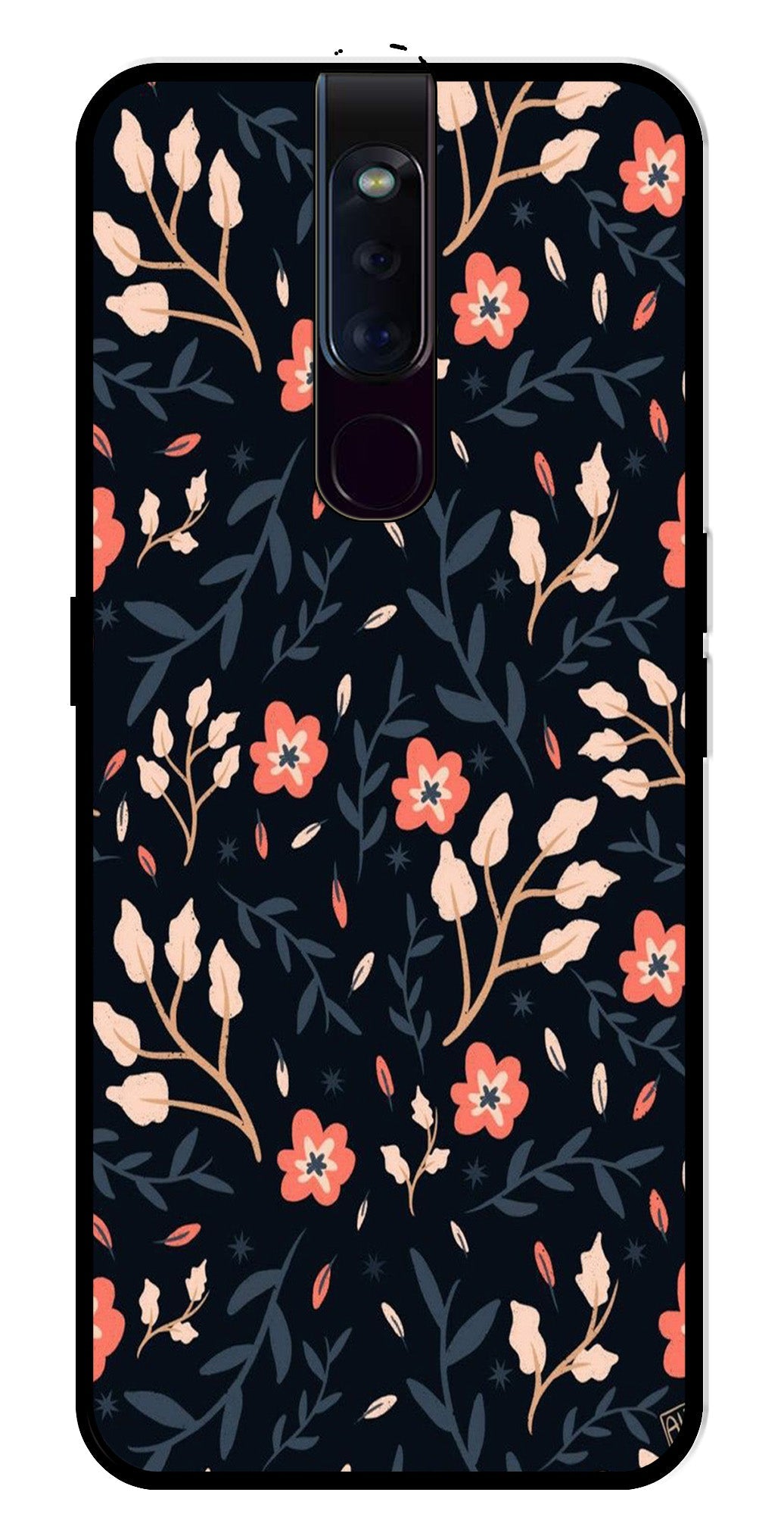 Floral Pattern Metal Mobile Case for Oppo F11 Pro   (Design No -10)